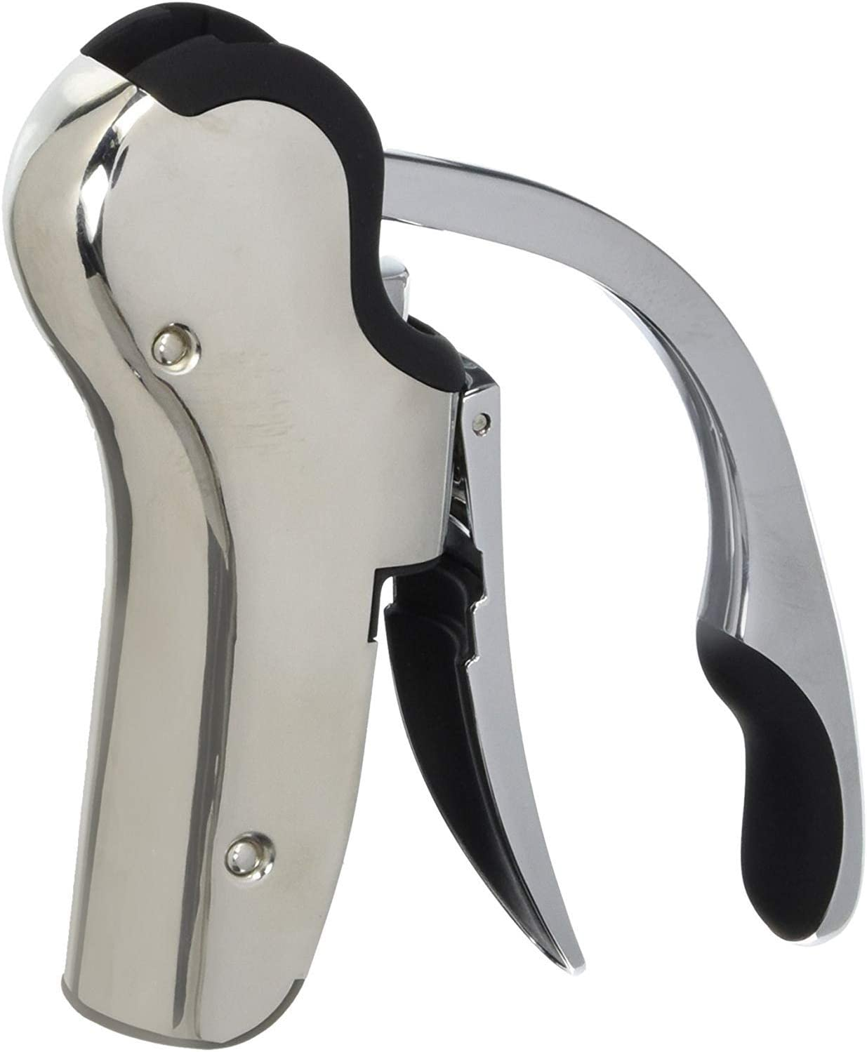 Keissco Compact Wine Opener Stainless Steel Vertical Lever Corkscrew with Foil Cutter image number 2
