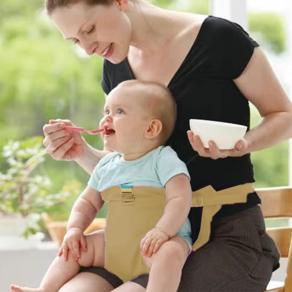 Portable High Chair, Travel High Chair for Toddlers with Adjustable Straps to Fit Most Chair, Portable Dining Seat Strap for Travel Home Restaurant Shopping (Khaki) image number 3