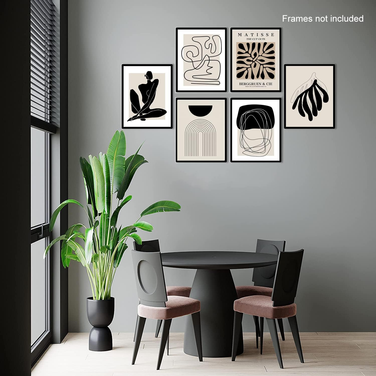 Quzenu Boho Wall Art Mid Century Modern Decor Canvas Prints Set of 6 Black and White Neutral Abstract Boho Wall Decor for Bedroom Living Room Bathroom 8"X10" UNFRAMED - Black image number 4