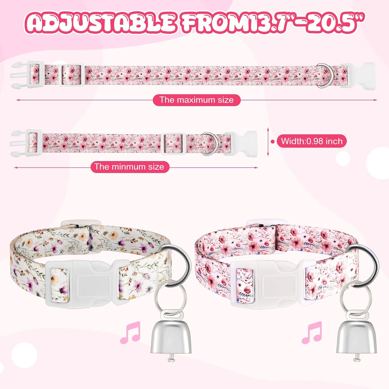 2 Pack Goat Collars with Bells, Sheep Grazing Copper Bells and Adjustable Nylon Collar Set Loud Bronze Bell for Farm Animal Sheep Cow Accessories Christmas Thanksgiving Gift for Goat Lovers image number 4