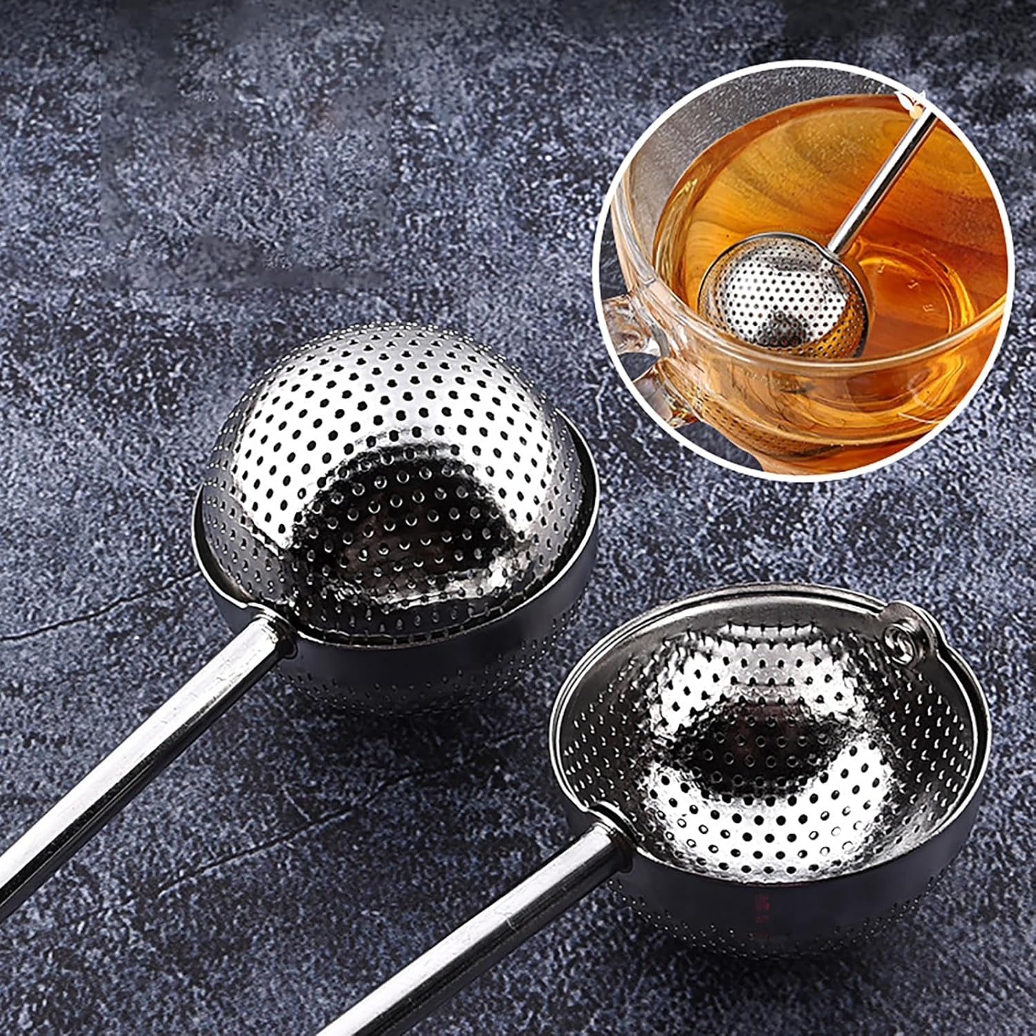 Lopsity Tea Infuser Stainless Steel Rotating Tea Strainer for Most Cup Teapot Tea Filter Holder with Handle for Loose Leaf Tea (Silver-1)