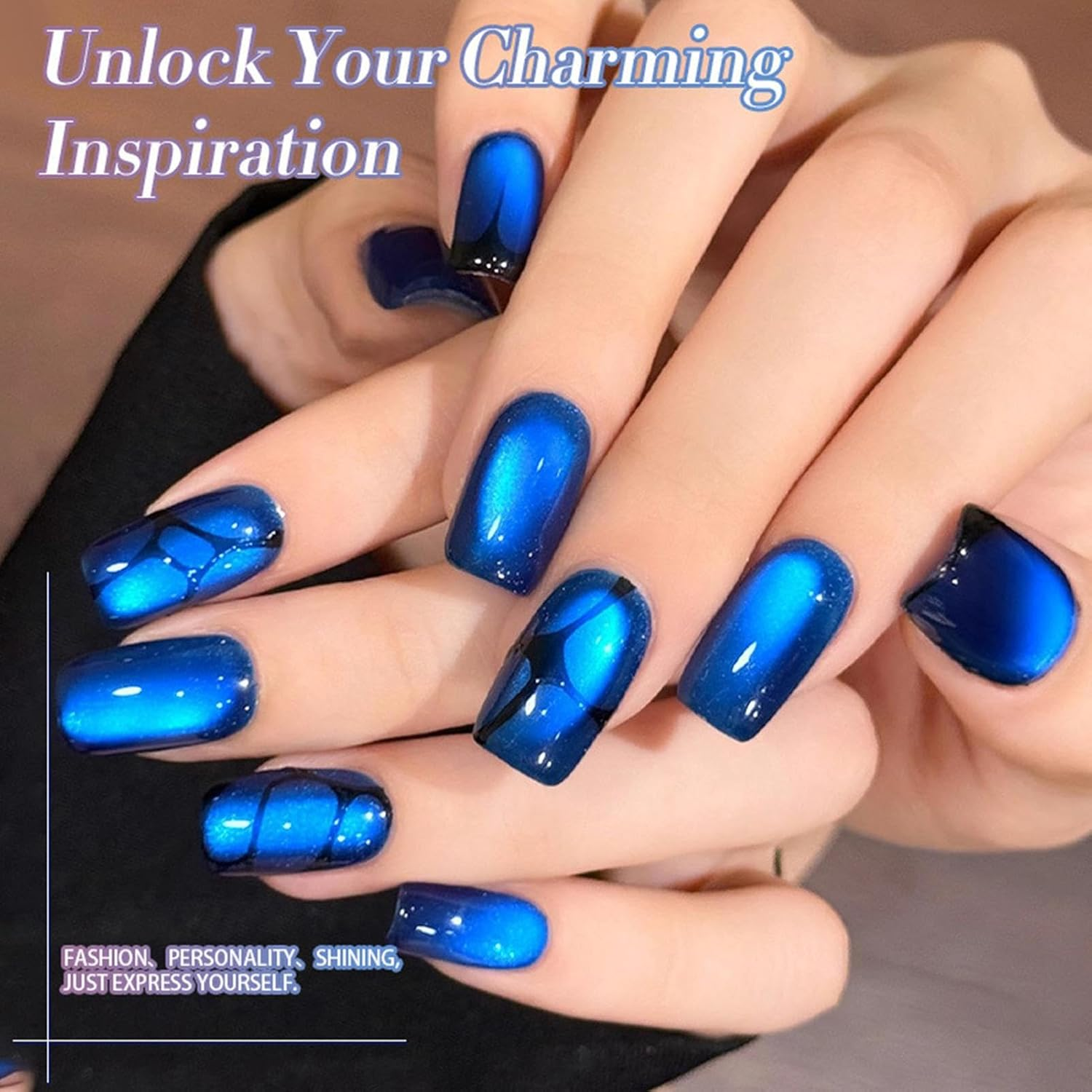 Blue Nail Polish - Glitter Glow Shine Coating 10ML, Quick-Dry Magnet Gel Nail P0Lish, Long-Lasting Polish for Glossy Finish | Stylish Nails Color for Women Teen Family Lady Girlfriend Beginner Manicur image number 3