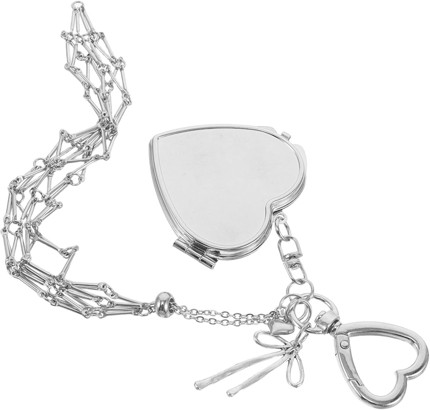 Stainless Steel Mesh Lipstick Organizer Keychain Pendant for Women&rsquo;S Handbag &ndash; 16Cm Compact Purse Accessory with Heart-Shaped Design, Decorative Female Bag Charm image number 6