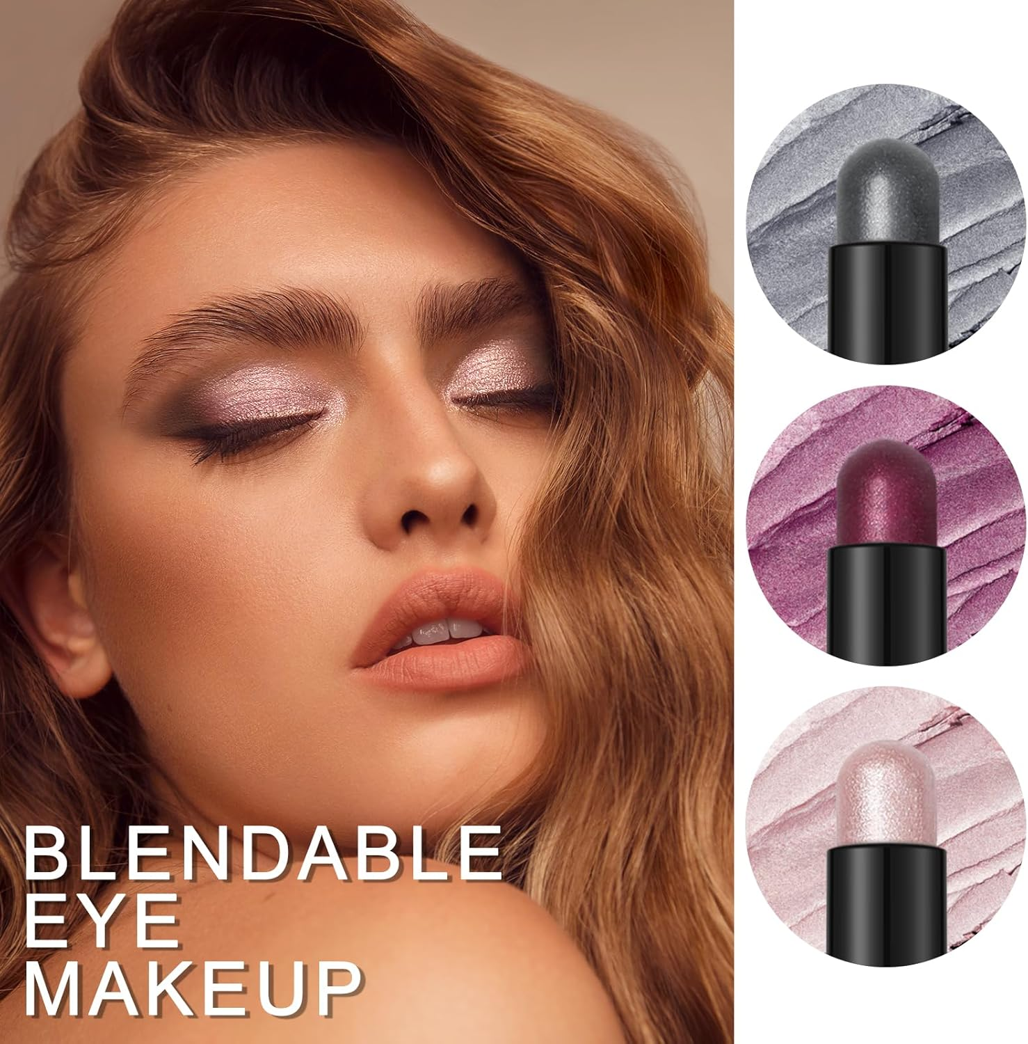 FOCALLURE 3 Pcs Cream Eyeshadow Sticks, Shimmer Eyeshadow Pencil Crayons, High Pigmented Crease-Proof Eye Shadow Brightener Sets, Long Lasting Waterproof Eye Shadow Highlighter, Cinnamon Night image number 3