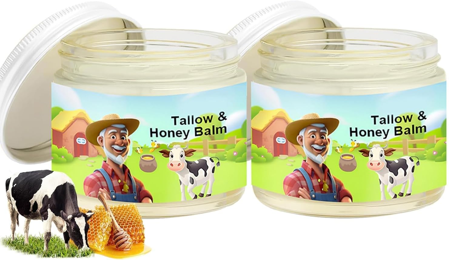 2Pcs Tallow Honey Balm Beef Tallow for Skin - Handmade All-Natural Moisturizer with Grass-Fed Beef Tallow & Raw Wild Honey for Smooth,Hydrated Skin image number 2