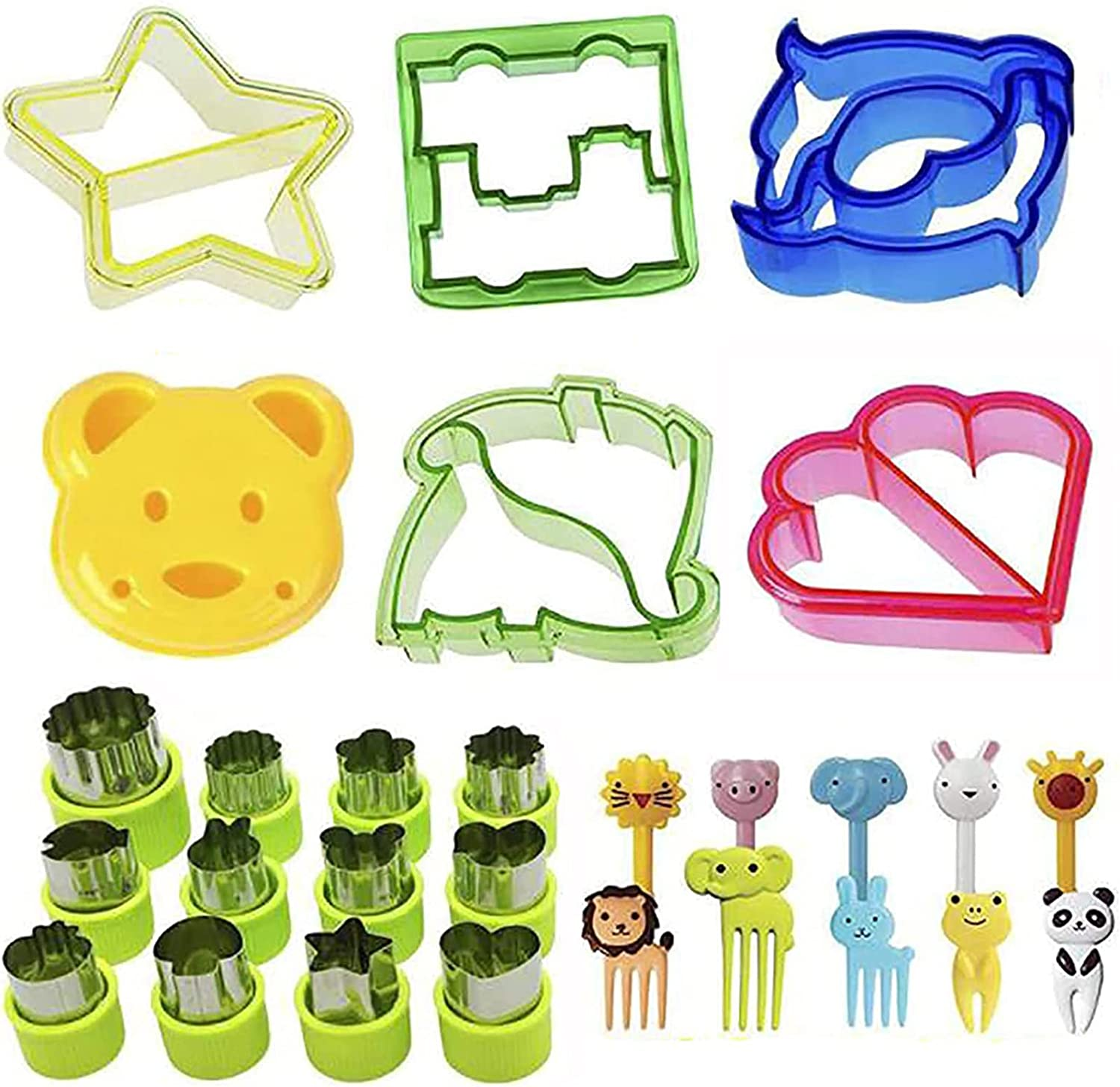 Sandwich Cutters for Kids, 28-Piece Set, 6 Kid Sandwich Cutters Shapes, 12 Vegetable Cutters Shapes, 10 Fruit Fork Bento Deco image number 6