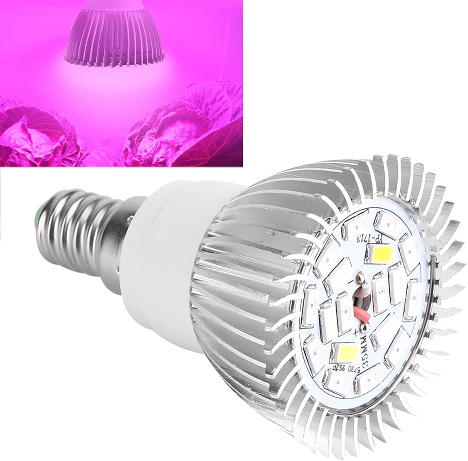 Haofy LED Grow Light Bulb, Full Spectrum Plant Light for Indoor Plants, Promotes Photosynthesis, 18 Leds, Energy-Saving, Long Service Life, Made of Aluminum, Hanging Wire Included, (E14) - E14 image number 4