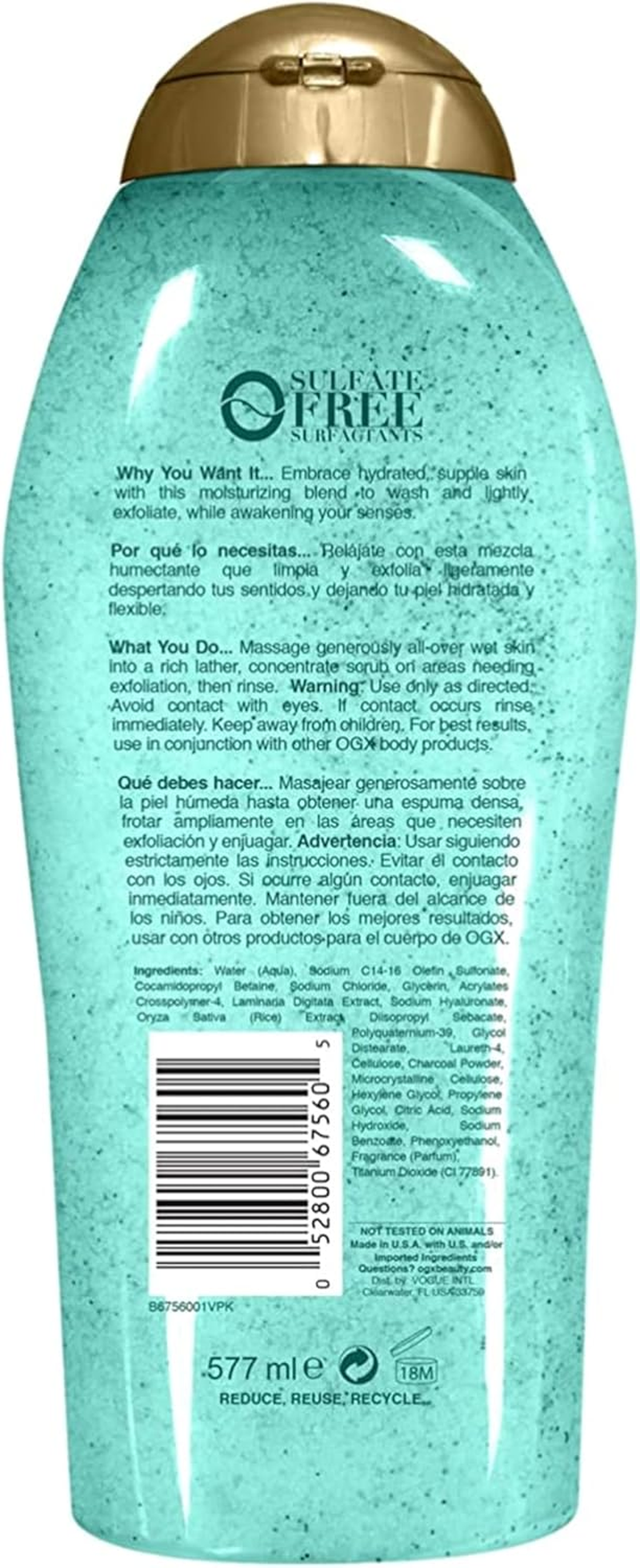Hydration + Sea Kelp & Hyaluronic Acid Exfoliating Body Scrub, 577Ml