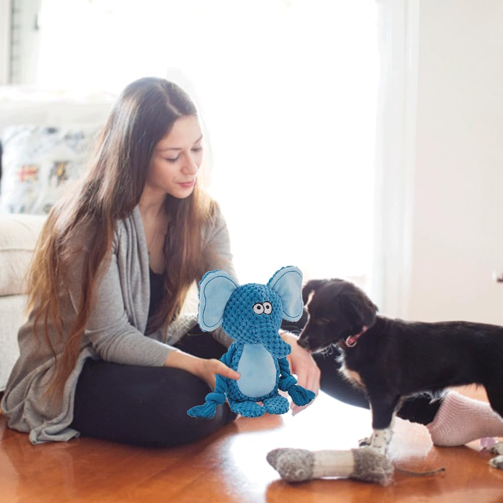 2025 Plush Dog Toy - Squeaky & Indestructible Chew Toy for Small Medium Dogs, Interactive Soft Stuffed Toy, Washable & Lightweight for Puppies (Elephant) image number 5