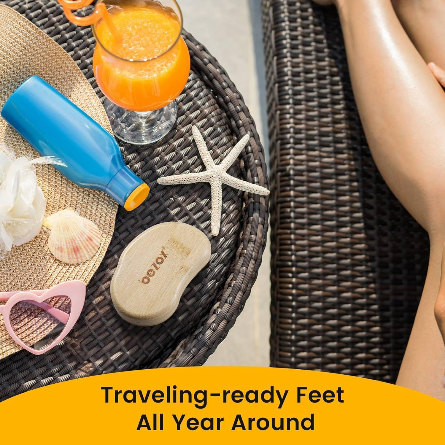 BEZOX Glass Foot Scrubber Shower(1 PCS) - Nano-Glass Pedi Egg Pumice Stone for Feet Dead Skin, Plastic-Free Pedicure Foot File Callus Remover - Bamboo Handle