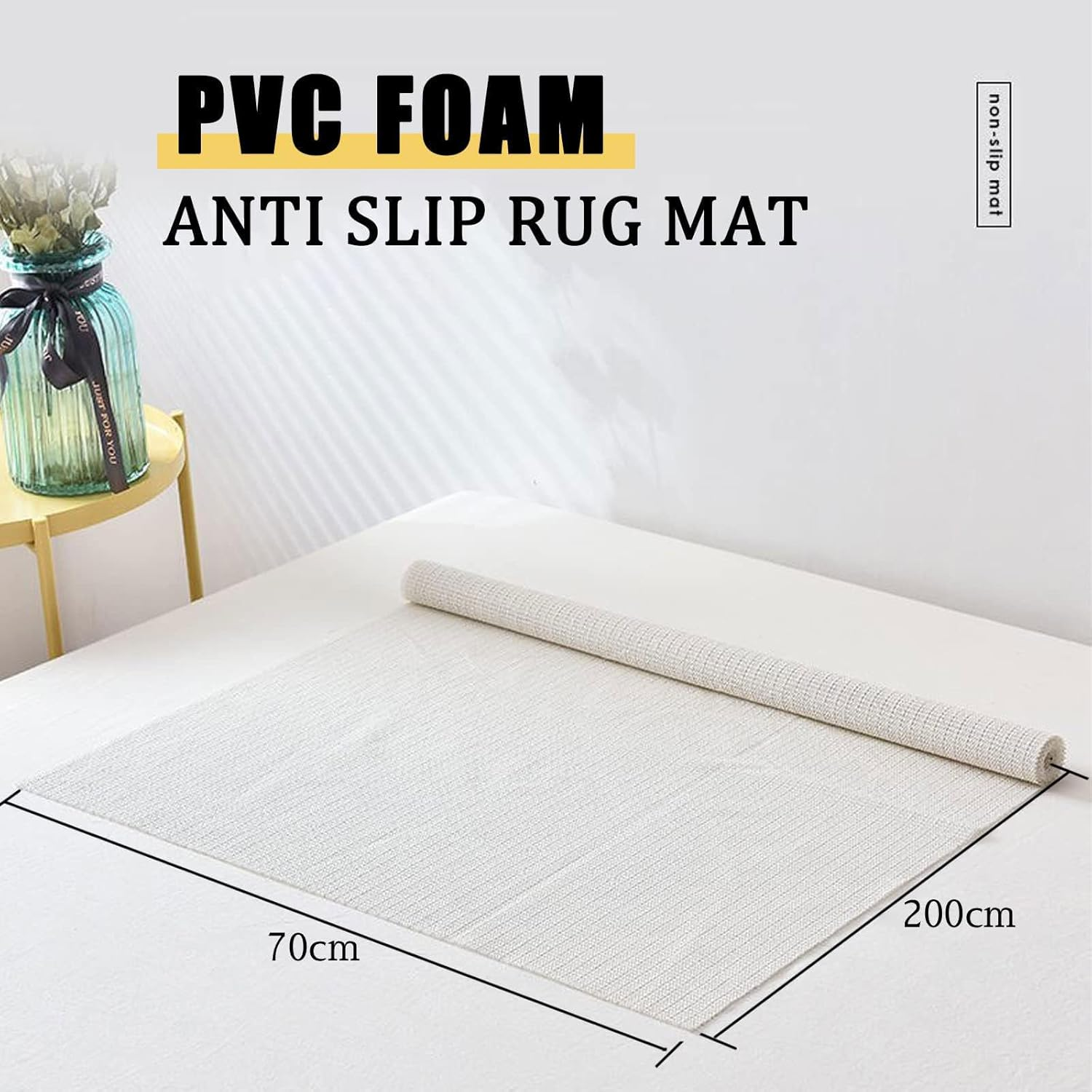 Anti Slip Rug Underlay PVC Non Slip Matting Antislippery Mat Underlay Non Slip Carpet Rug Gripper Pad Multipurpose for Drawers Shelves Tray Carpet, Used on Hard Smooth (70 * 200) image number 6