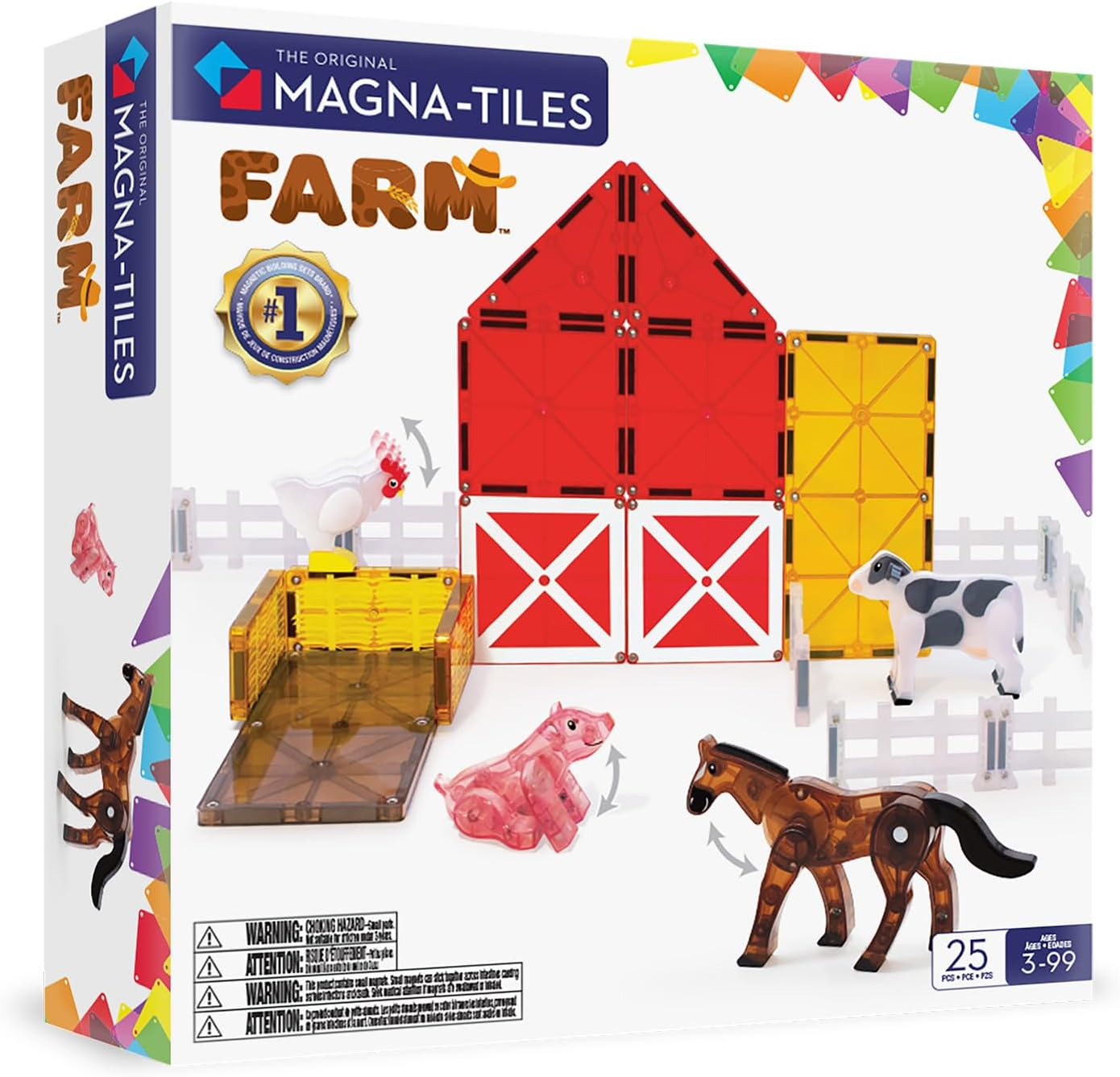 Magna-Tiles Farm Animals Magnetic Construction 25-Piece Set