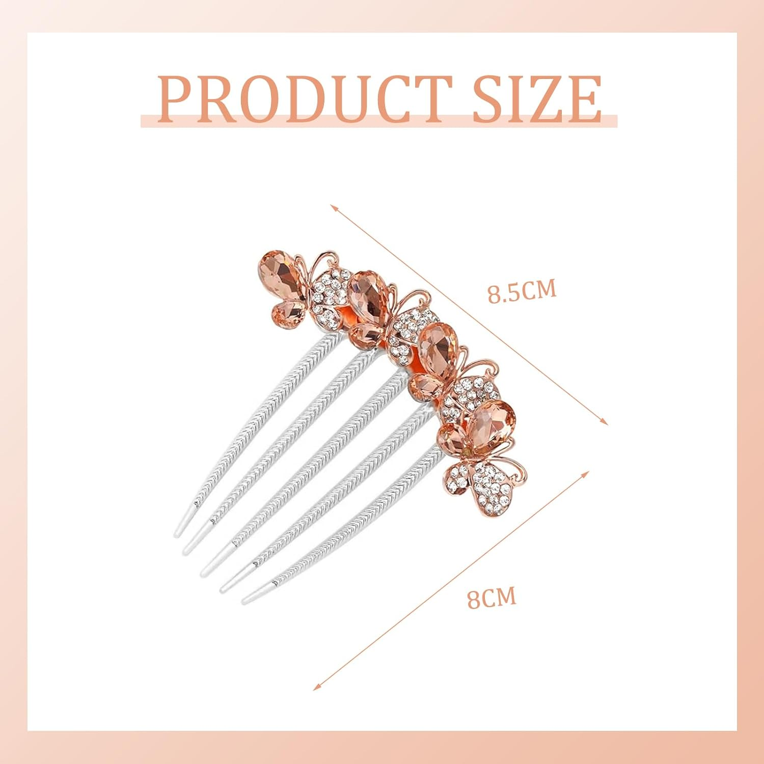 DHWEKU Rhinestone Hair Comb Hair Accessories Comb 3 Pieces Butterflies and Flowers Hair Comb with Rhinestones, 3 Colours Bridal Hair Accessories Hair Side Comb for Women and Girls image number 6