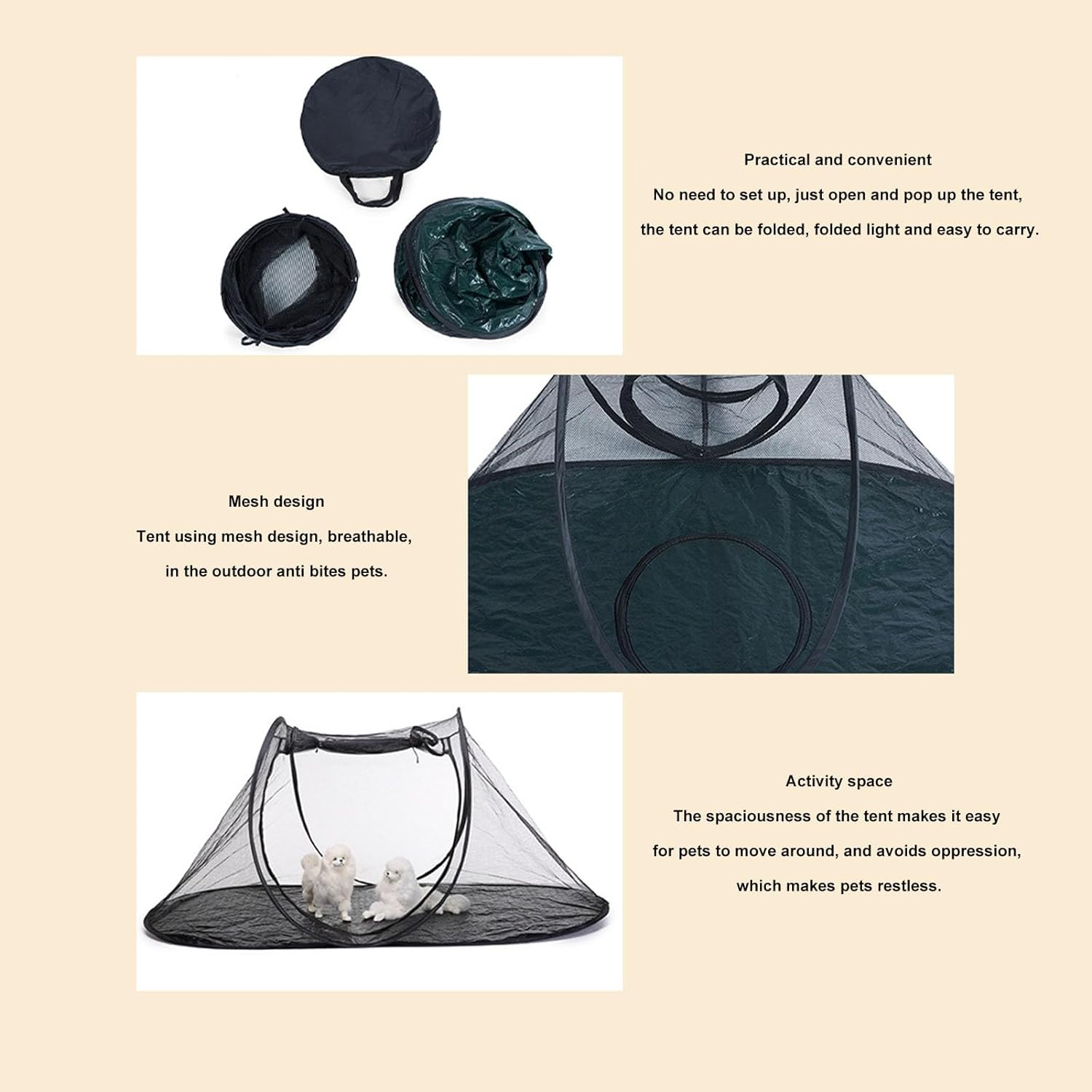 Outdoor Cat Enclosures - Breathable Cat Tent with Tunnel, Collapsible Portable Cat Playpen Catio with Large Space for Dogs Cats image number 2