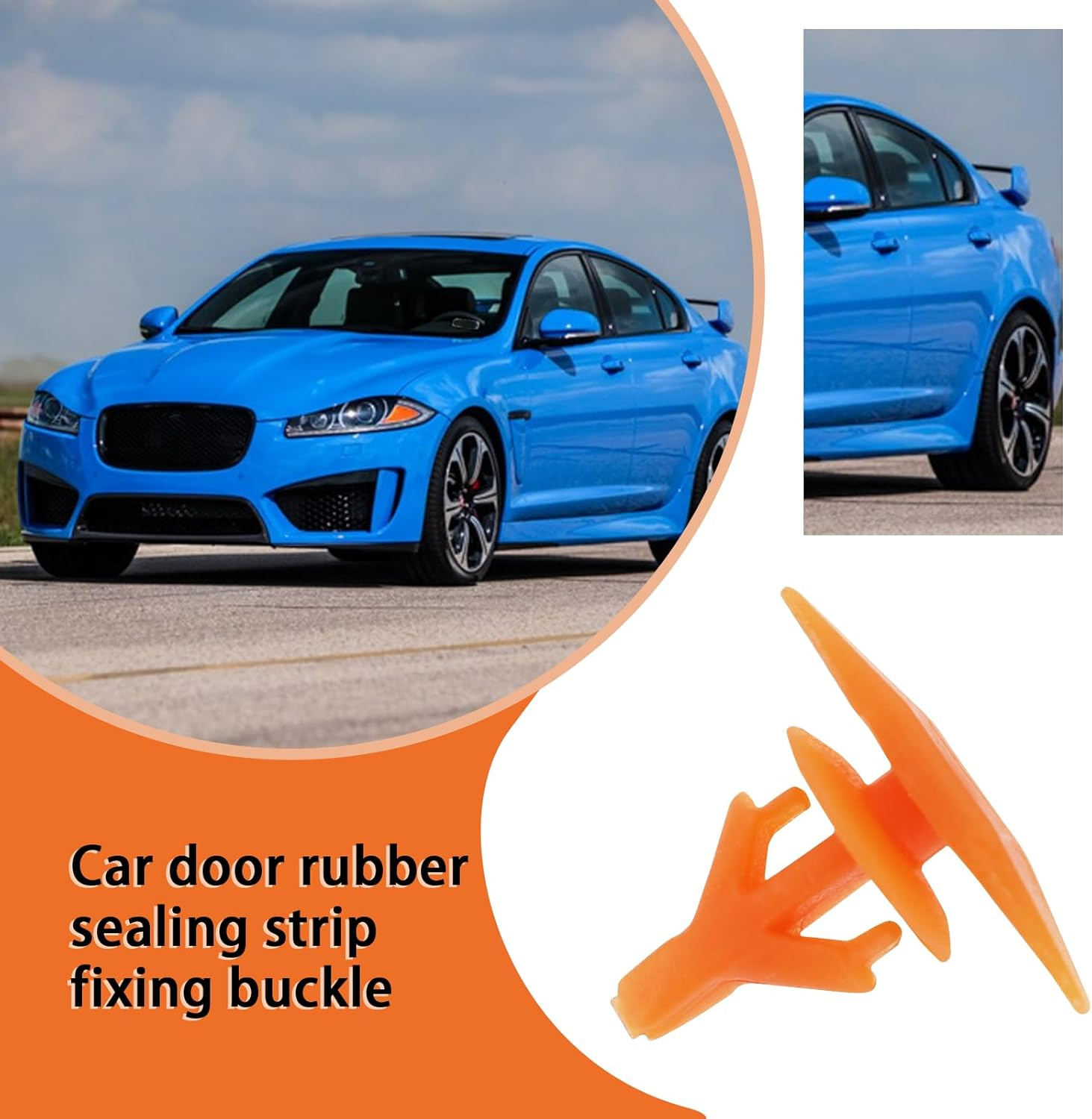 Emagtech 50Pcs Car Front Door Sealing Strip Sealing Clip Fixing Buckle Hole 6Mm Compatible with Jaguar XF Car Fastener Fixing Clip,Orange image number 4