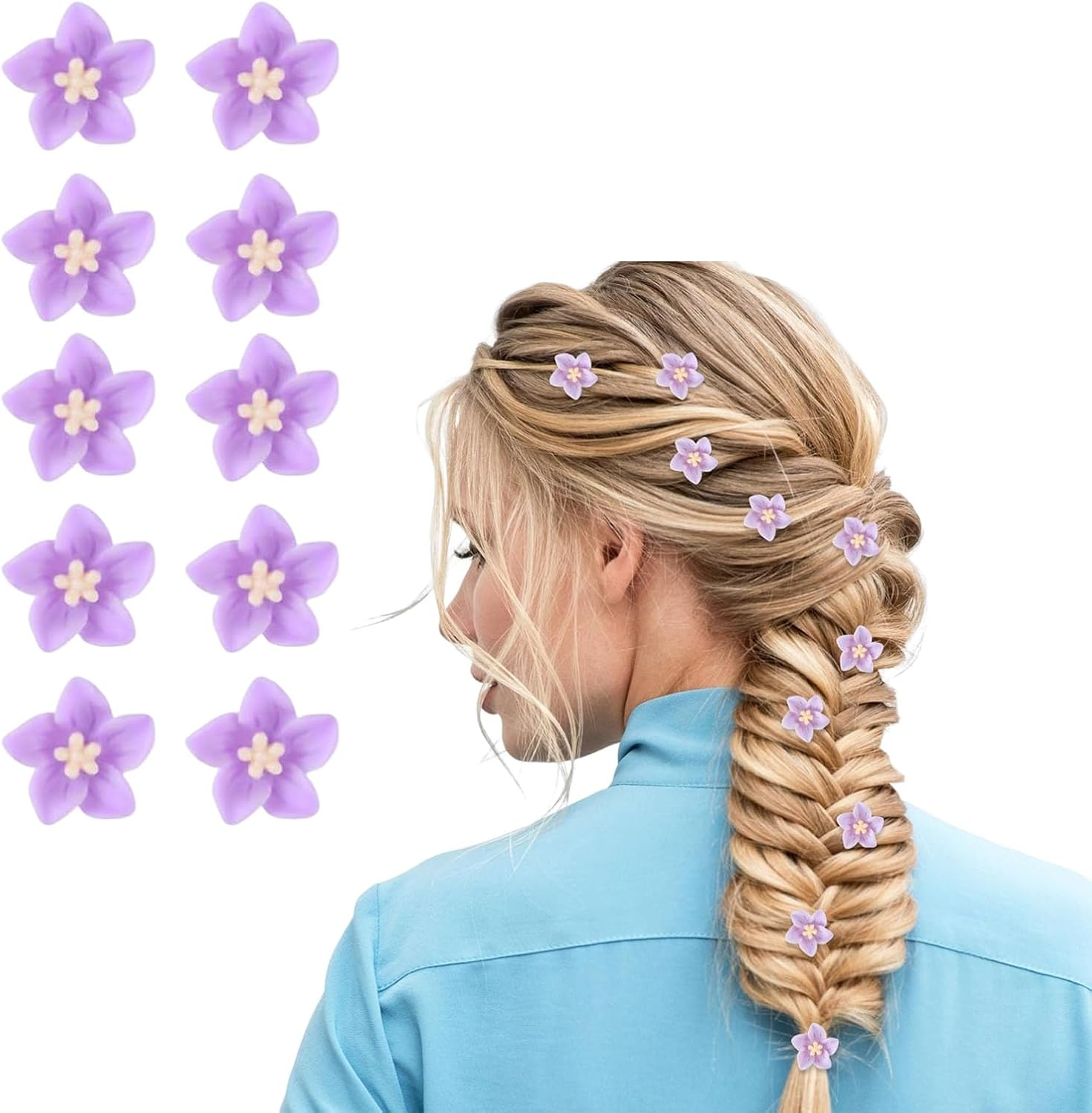 Dinghaole 10 Pcs Mini Flower Hair Clips, Lily Flower Purple, Tiny Cute Claw Clips, Flower Girl Hair Accessories, Lily Flower Small Hair Accessories for Women Girls Daily Party Wedding Accessories