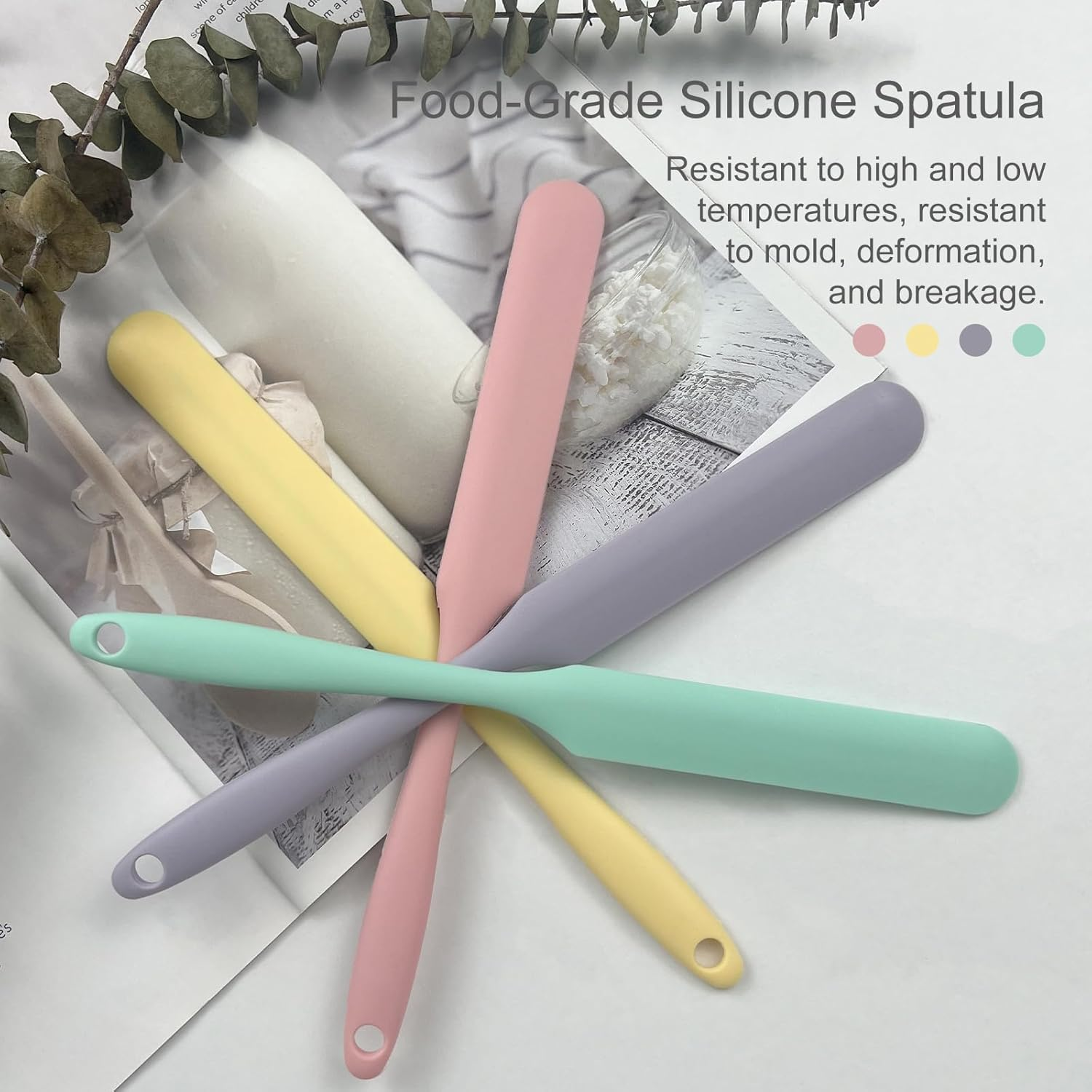 Jaasuee 4-Piece Non-Stick Wax Spatulas Set, Silicone Waxing Applicators for Hair Removal, Home Salon Body Use (Pink, Yellow, Purple, Green) image number 4