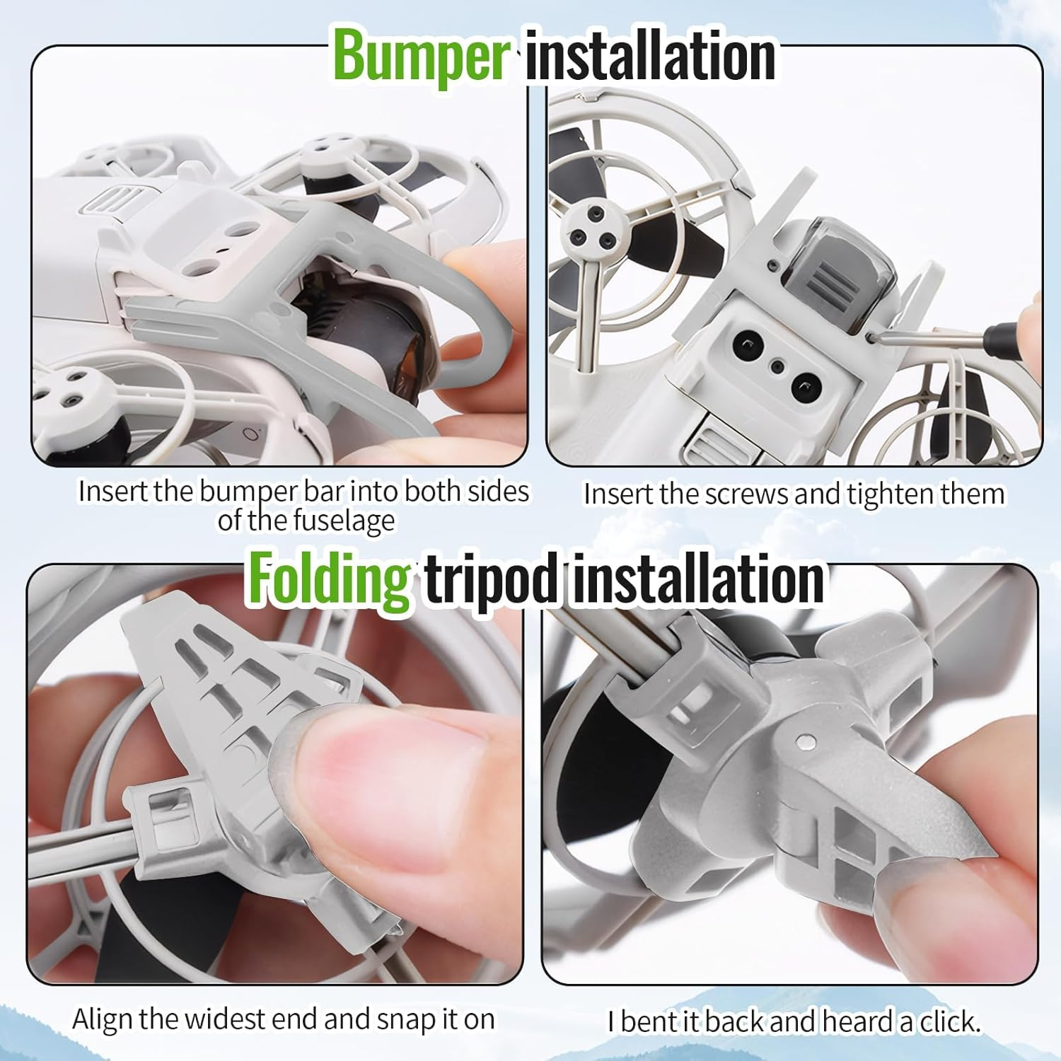 Gimbal Bumper Guard for DJI Neo Accessories, Foldable Booster Stand for Pocket Drone Neo, Grey Bumper and Foldable Stand for Drone Dji Neo Accessories, for Dji Neo Protection