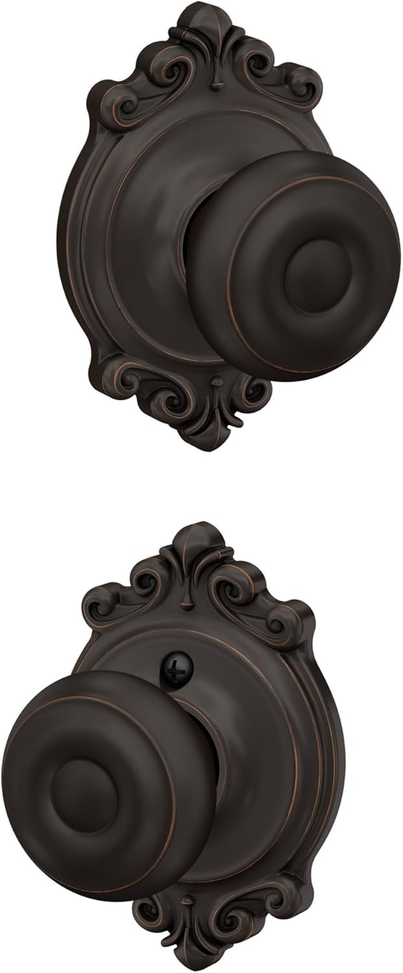 Schlage F40 GEO 605 BRK Brookshire Collection Georgian Privacy Knob, Bright Brass image number 5