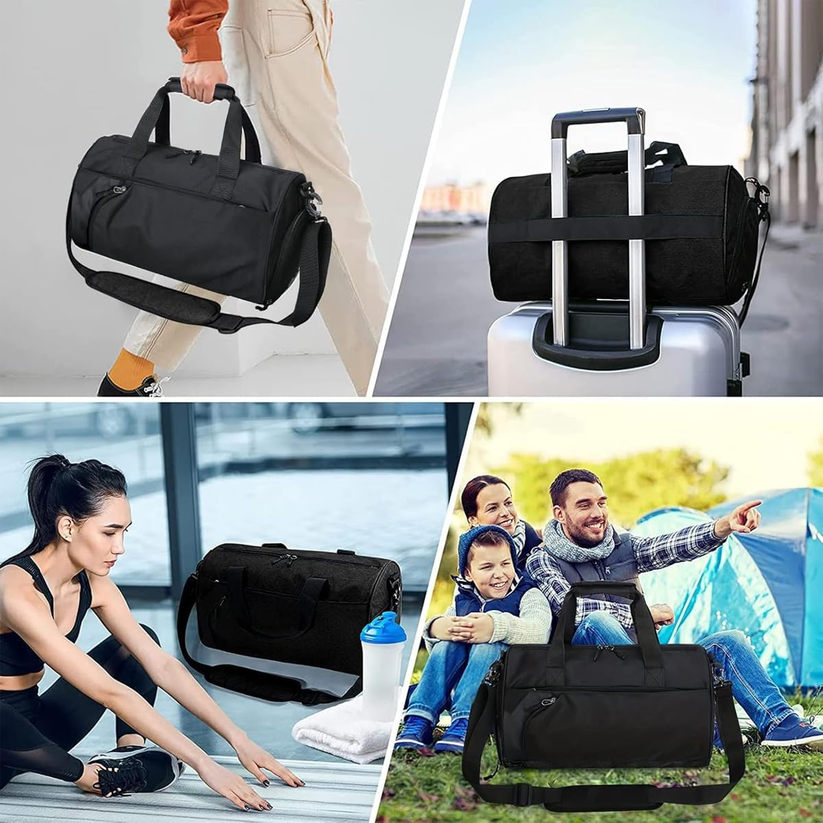 AIMALL Men'S Sports Duffel Bag 16.9In Travel Gym Bag with Wet Dry Separation, Shoe Compartment, Adjustable Shoulder Strap, Multi-Pocket Nylon Fitness Bag image number 2