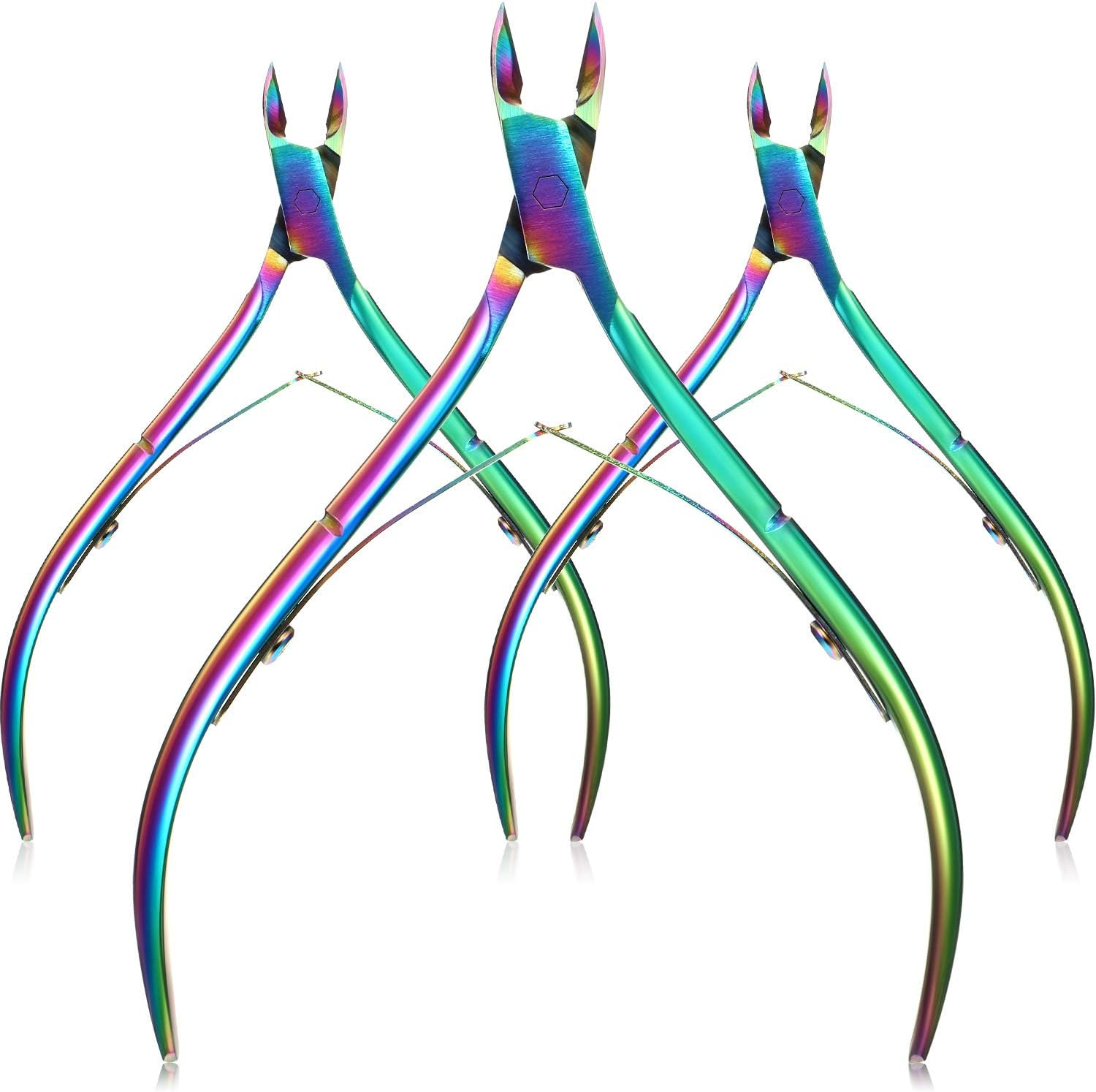 Mudder 3 Packs Cuticle Nippers Cutter Tool Stainless Steel Nail Cuticle Trimmer Remover with Pointed Blade Scissors Pedicure Manicure Tool for Fingernails Nails Care and Toenails(Silver)