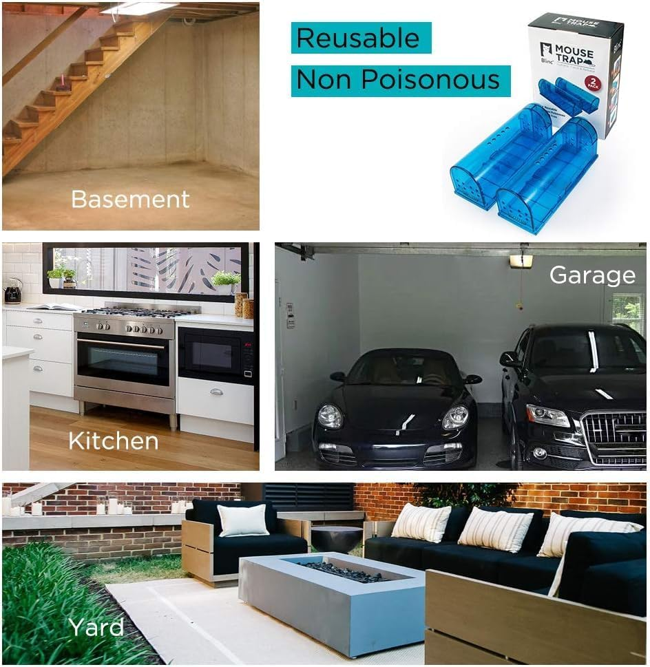 Humane Mouse Trap | Catch and Release Mouse Traps That Work | Mice Trap No Kill for Mice/Rodent Pet Safe (Dog/Cat) Best Indoor/Outdoor Mousetrap Catcher Non Killer Small Mole Capture Cage (2 Pack) image number 4