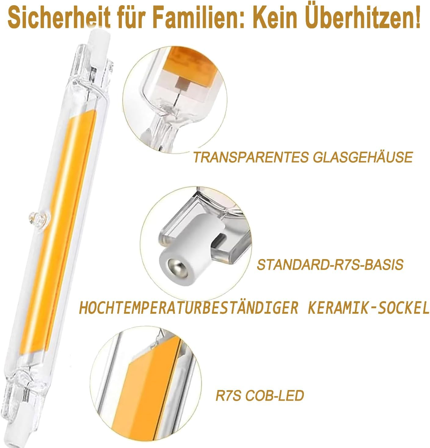 R7S LED 118Mm 20W Dimmable - Direct Replacement for 200W Halogen J118, 2000LM Cool White 6000K Flicker Free - Saves 90% Energy, Easy Install (Pack of 2)