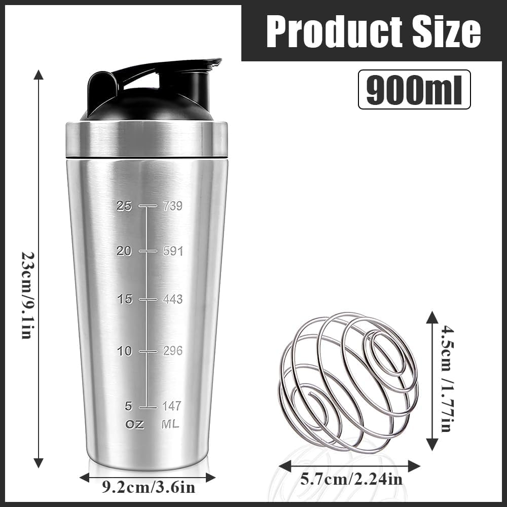Protein Shaker Bottle 750Ml, Stainless Steel Protein Shaker with Mixball, Leak Proof Metal Shakers, Protein Mixer Shaker Cup, BPA Free Fitness Bottle Shakers image number 1