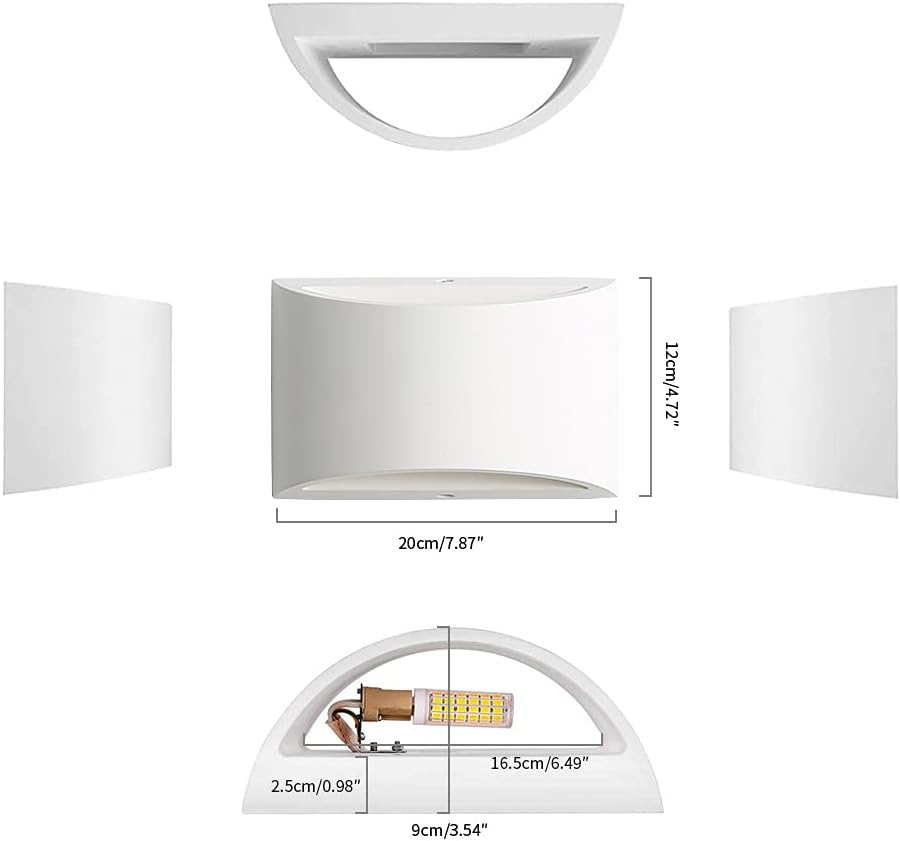 Pheashine Indoor Wall Light, 7W Warm White LED Modern Plaster Wall Lights, Decorative up and down Wall Lamp Sconce for Living Room, Bedroom, Corridor, Stairs, Pathway (G9 LED Bulb Include) image number 3