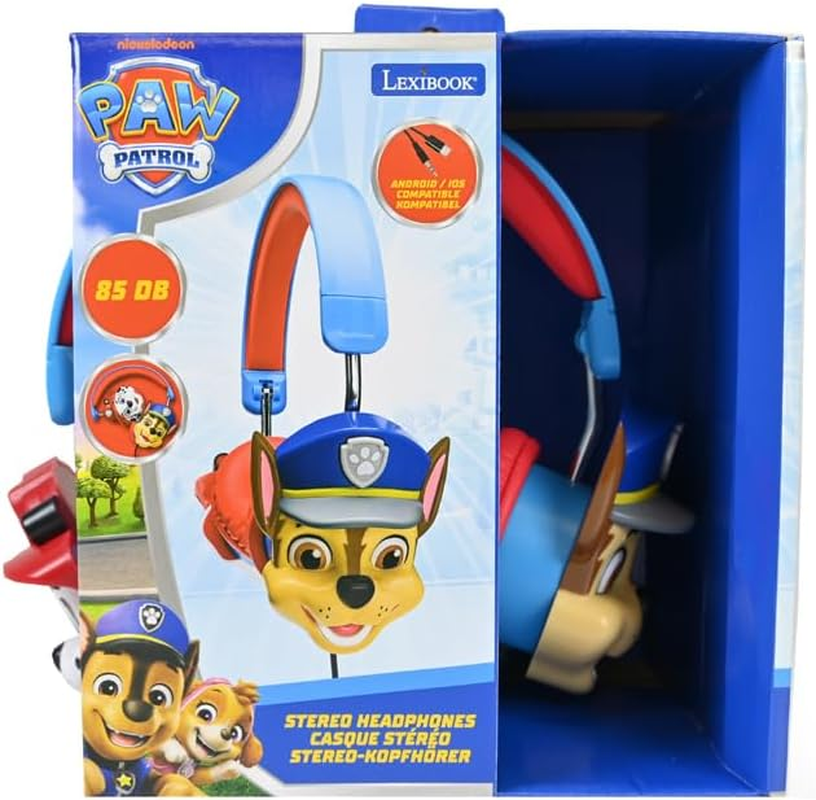 Lexibook, Paw Patrol HP015PA2 Foldable Wired Stereo Headphones with Volume Limiter, Chase, Blue image number 6