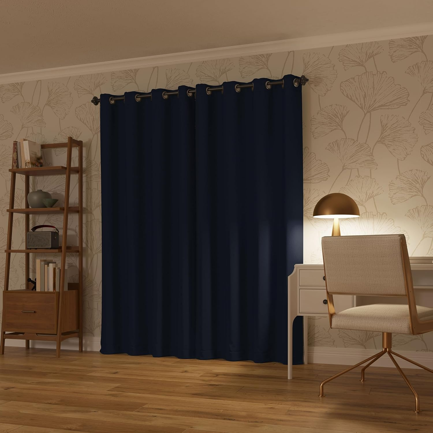Sun Zero Nordic 2-Pack Theater Grade Noise Reducing Extreme 100% Blackout Grommet Curtain Panel Pair, 52" X 54, Navy Blue image number 3