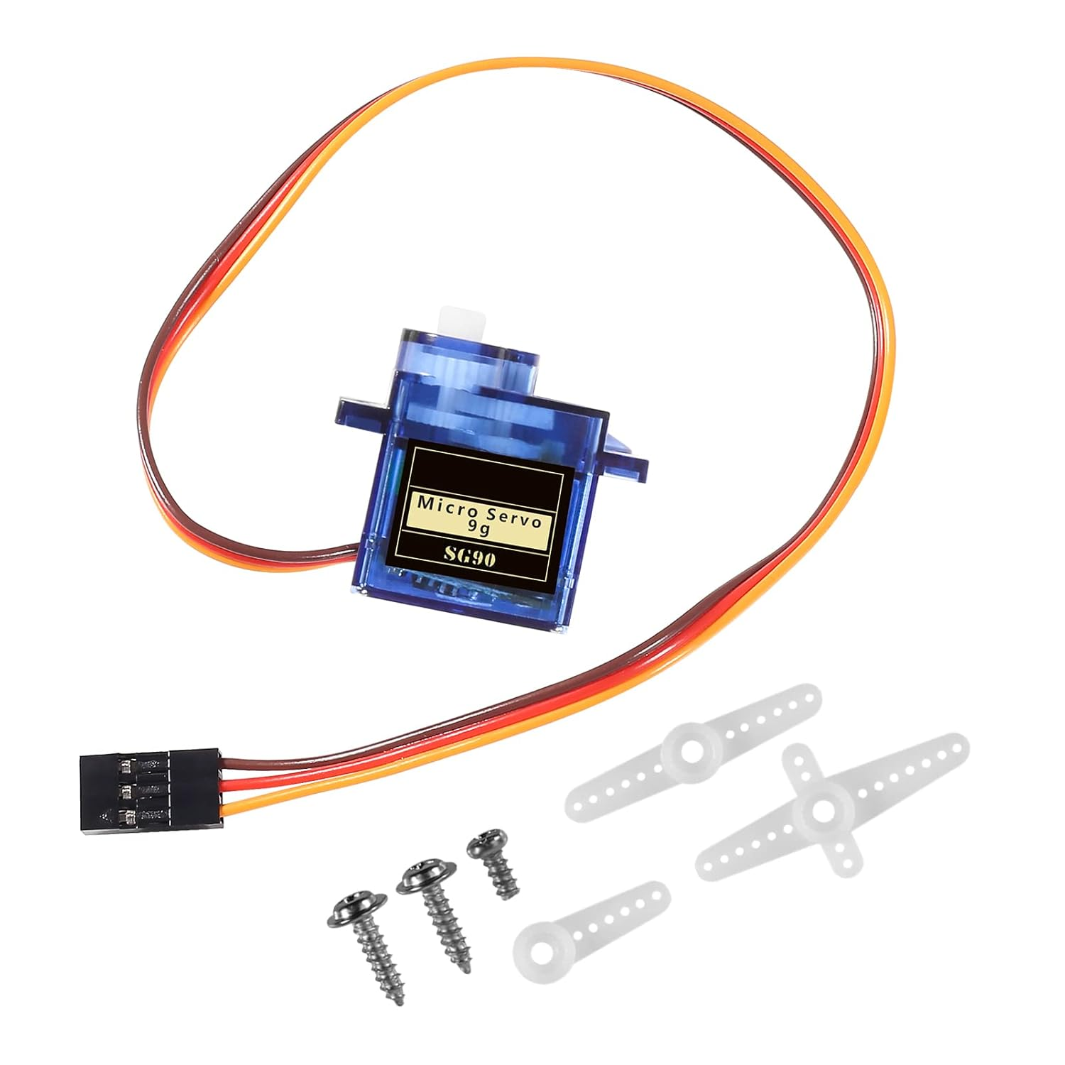 DIANN 6Pcs SG90 9G Micro Servo Motor Kit for RC Robot Arm Walking Helicopter Airplane Car Boat Control with Cable M-F image number 3