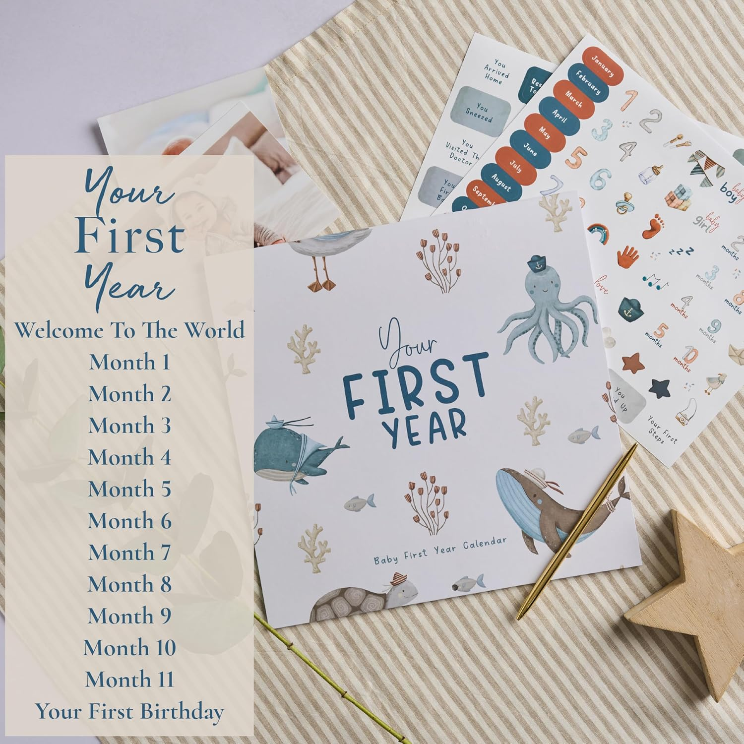 Baby'S First Year Memory & 1St Year Calendar with 100 Stickers | Baby'S First Year Calendar with Stickers & 1St Year Calendars, Baby Tracker image number 3