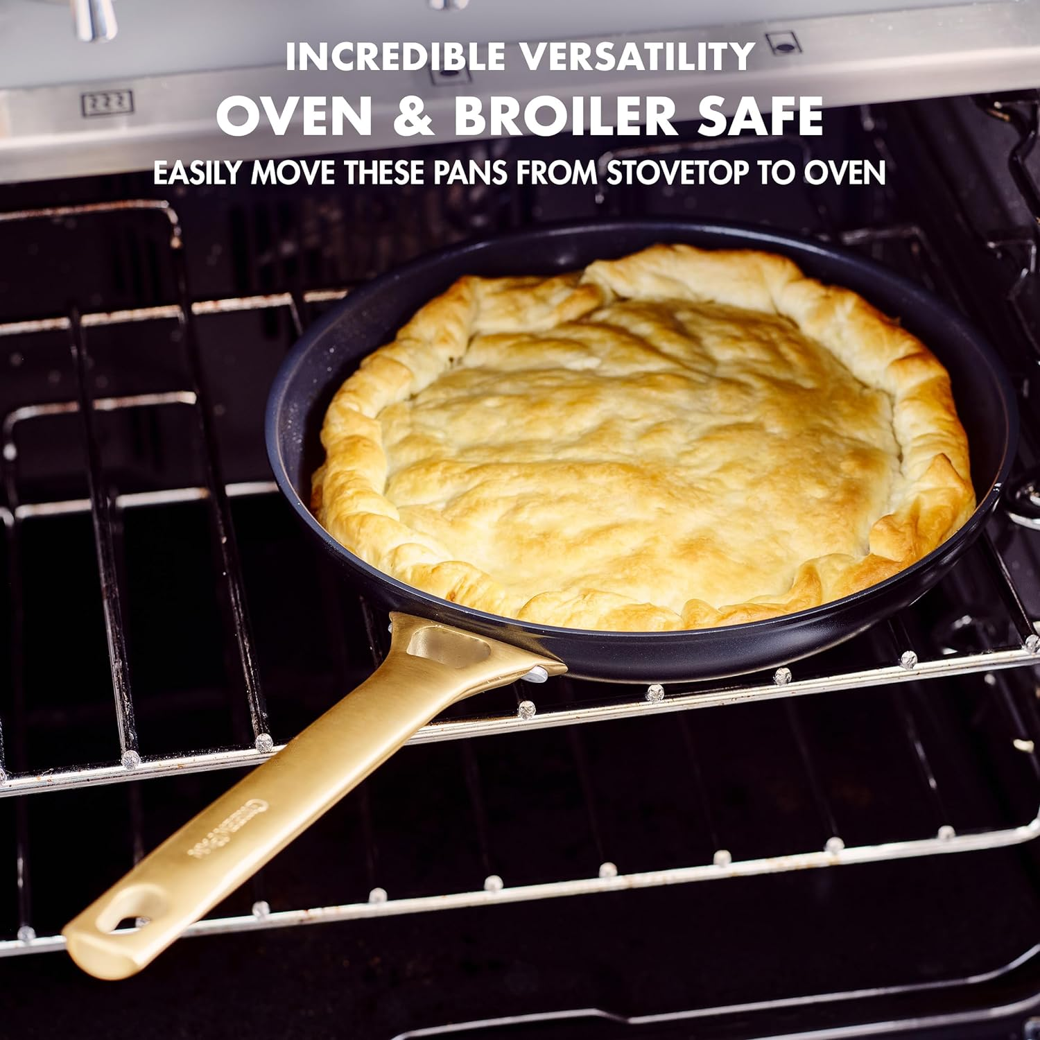 Greenpan Reserve Hard Anodized Healthy Ceramic Nonstick 5 Piece Cookware Pots and Pans Set, Gold Handle, Pfas-Free, Dishwasher Safe, Oven Safe, Black image number 2