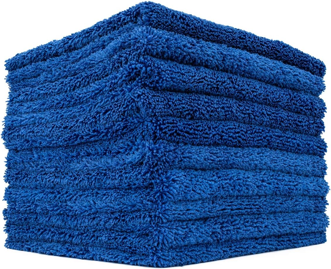 The Rag Company - Creature Edgeless Auto Detailing Towels (10-Pack) Professional 70/30 Blend, Dual-Pile Plush Microfiber, Buffing & Polishing, 420Gsm, 16In X 16In, Black
