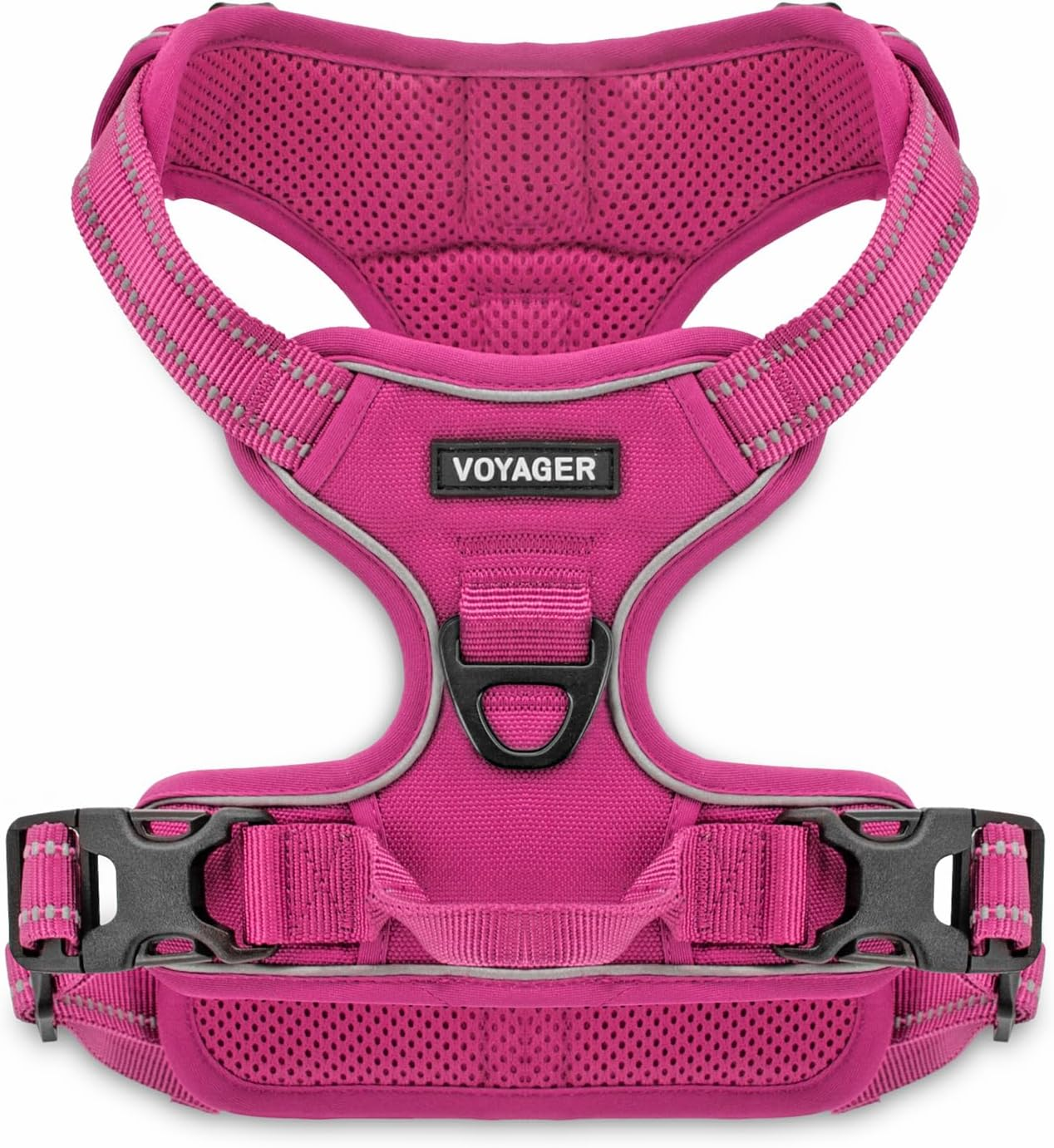 Voyager by Best Pet Supplies -Dual-Attachment No-Pull Adjustable Harness with 3M Reflective Technology, (Fuchsia, Small)