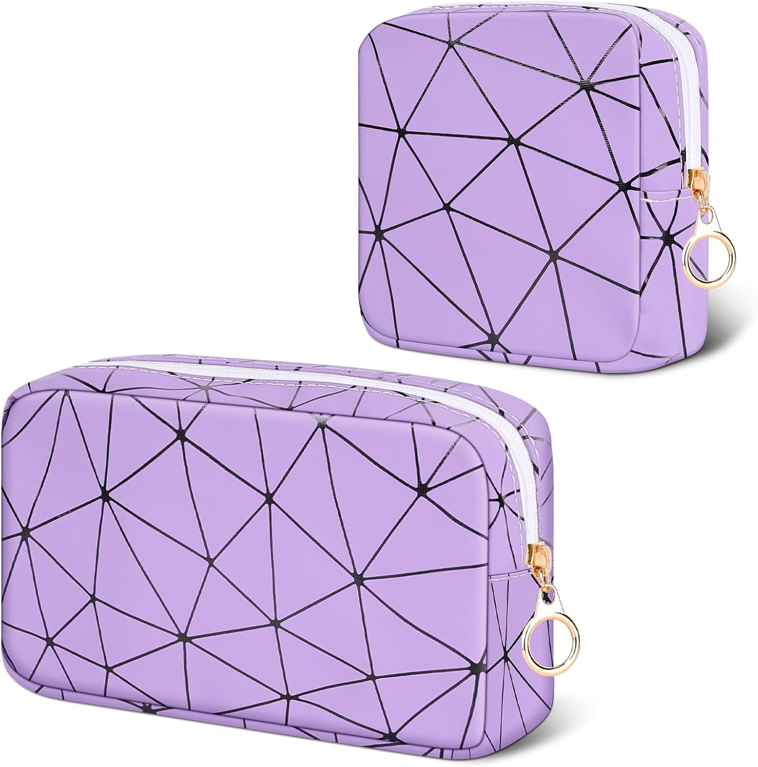 Period Bag for Teen Girls, Leather Sanitary Napkin Storage Bag, Portable Menstrual Pad Bag Period Pads Pouch, Small Make up Bags, Beige Gold, Fashions image number 2