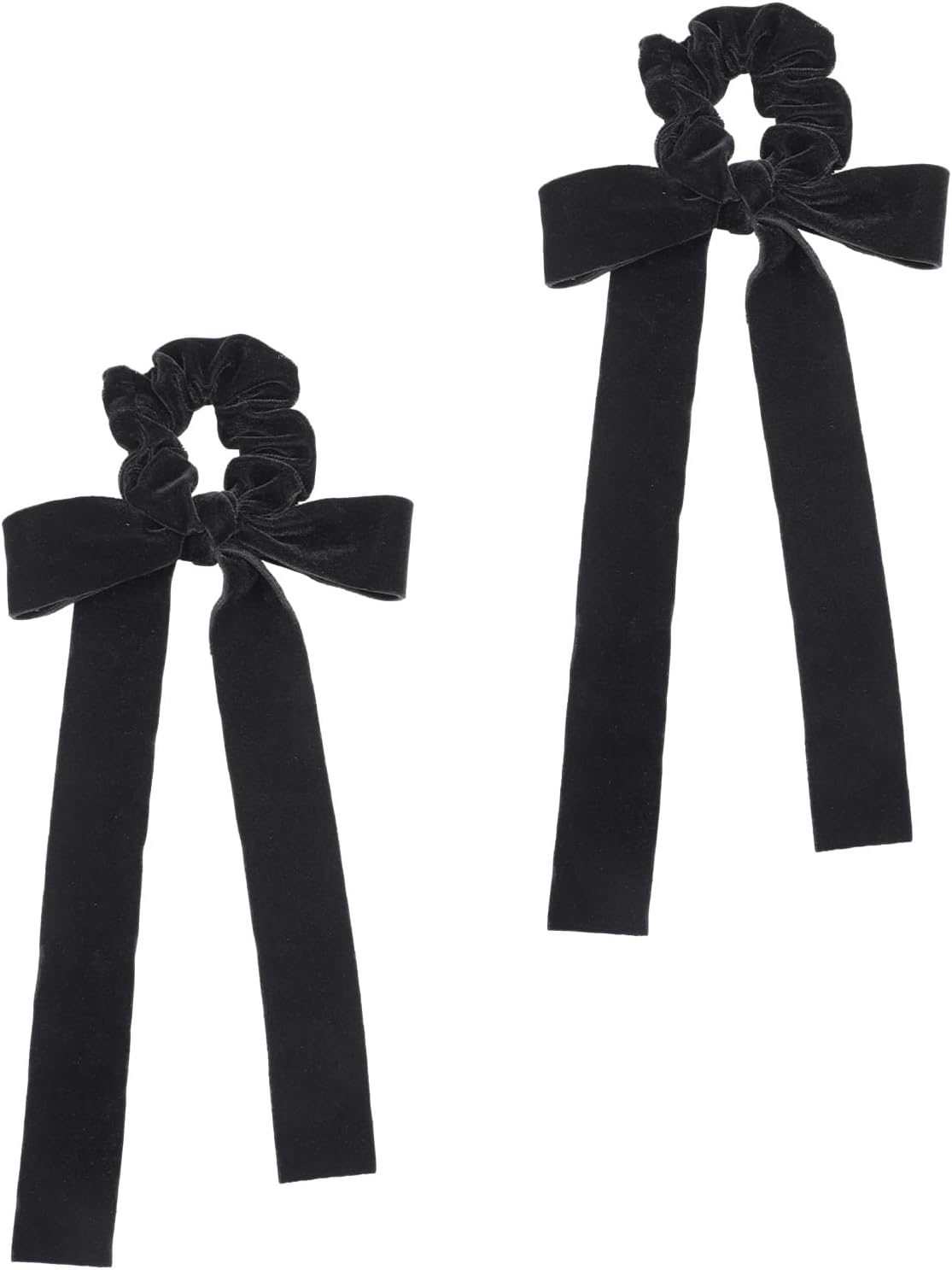 2Pcs Velvet Hair Scrunchies Bows, Black Velvet Hair Bows for Women, Elegant with Elastic Bands Ponytail Holder Ties Ribbon Women Girls image number 1