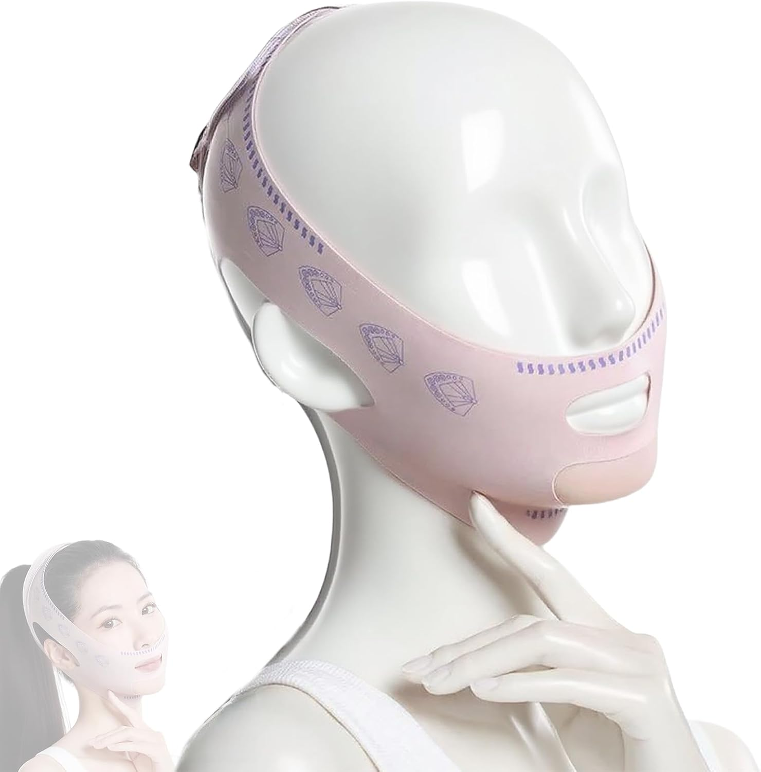 Double Chin Reducer and Chin Strap for Women - V Shaped Lifting Mask to Remove Double Chin, Reusable Face Slimming Strap with Two Wearing Ways, Lifting Mask Tightening Skin image number 4