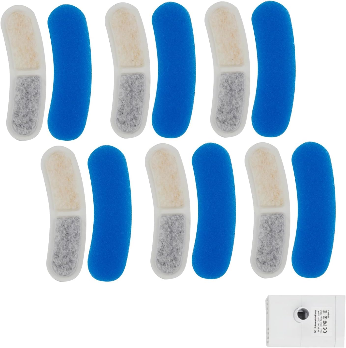 FUKUMARU Cat Water Fountain Filters Pet Fountain Replacement Filters 12 Pack and 2 Pump Sponges for Dog Water Fountain