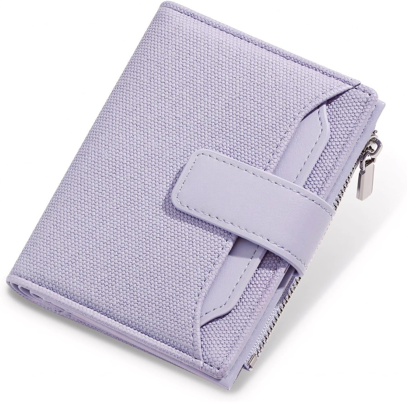 Ksriylm Wallet Women Small Wallet for Women Genuine Leather Bifold Compact RFID Blocking Card Holder for Women with Zipper Coin Pocket 4 ID Windows,Purple image number 5