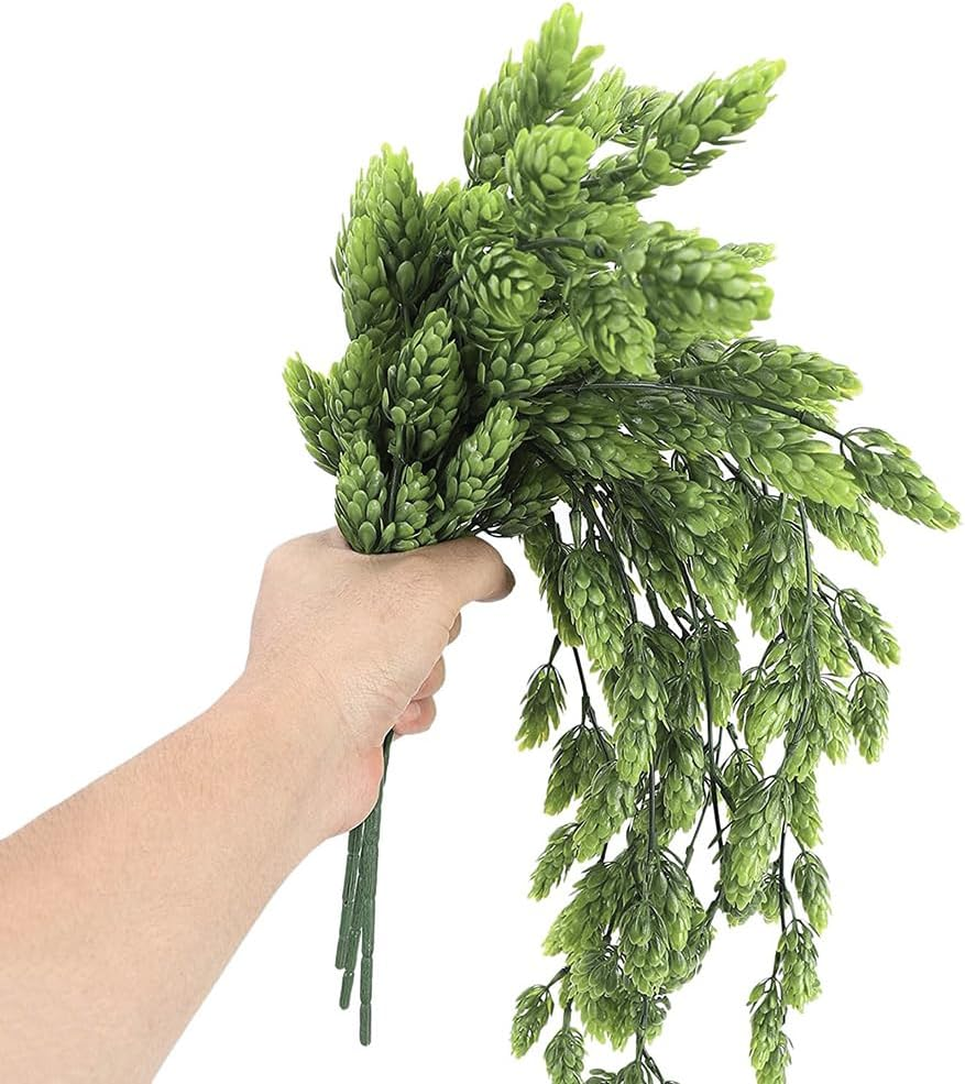 3Pcs Artificial Fake Flowers Hops Plants Realistic Faux Plastic Greenery Hanging Plant Vines UV Resistant Flower Wreath Decorations for Home Wall Garden Wedding Party Outdoor Balcony Corridor D&eacute;cor image number 2