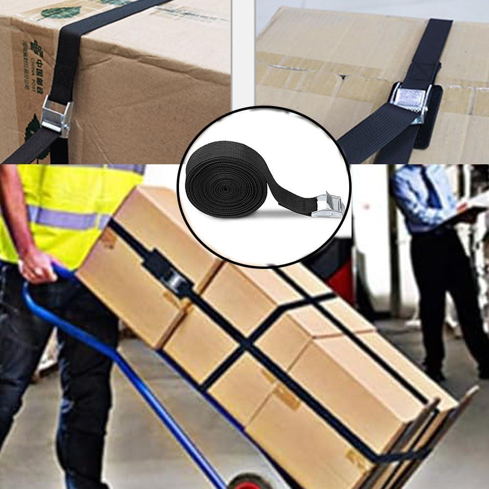 12 Pcs Lashing Strap,2.5Cm X 1M Heavy Duty Tensioning Belts, Battery Tie down Straps Kit with Zinc Alloy Cam Buckle,For Cooler,Luggage Belt,Cars,Boats, Cargo image number 2