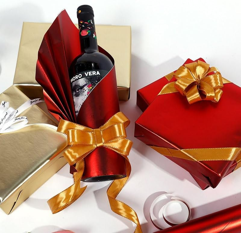 WADY Matte Metal Wrapping Paper Roll - Solid Color Gift Wrap for Wedding, Christmas, Birthday, Valentine'S Day, Baby Shower, DIY Bouquet - 43Cm X 10M Decorative Paper (Red) - Green image number 4