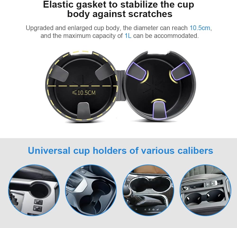 JINKEY Dual Cup Holder Expander for Car, 2 in 1 Multifunctional Large Car Cup Holder Expander Adapter with Adjustable Base, All Purpose Car Cup Holder for Bottles Cups Drinks Snack Organizer image number 6