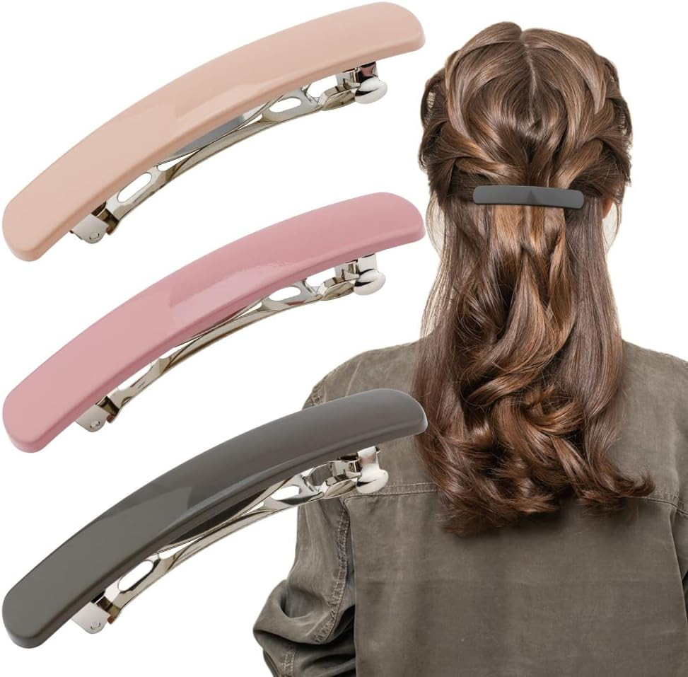 Hair Clip, Black Matte Barrettes for Women 4Pcs, Flat Hair Clips for Thin Fine Hair, Hair Pins for Short Medium Hair, Cute Hair Accessories for Women Girls