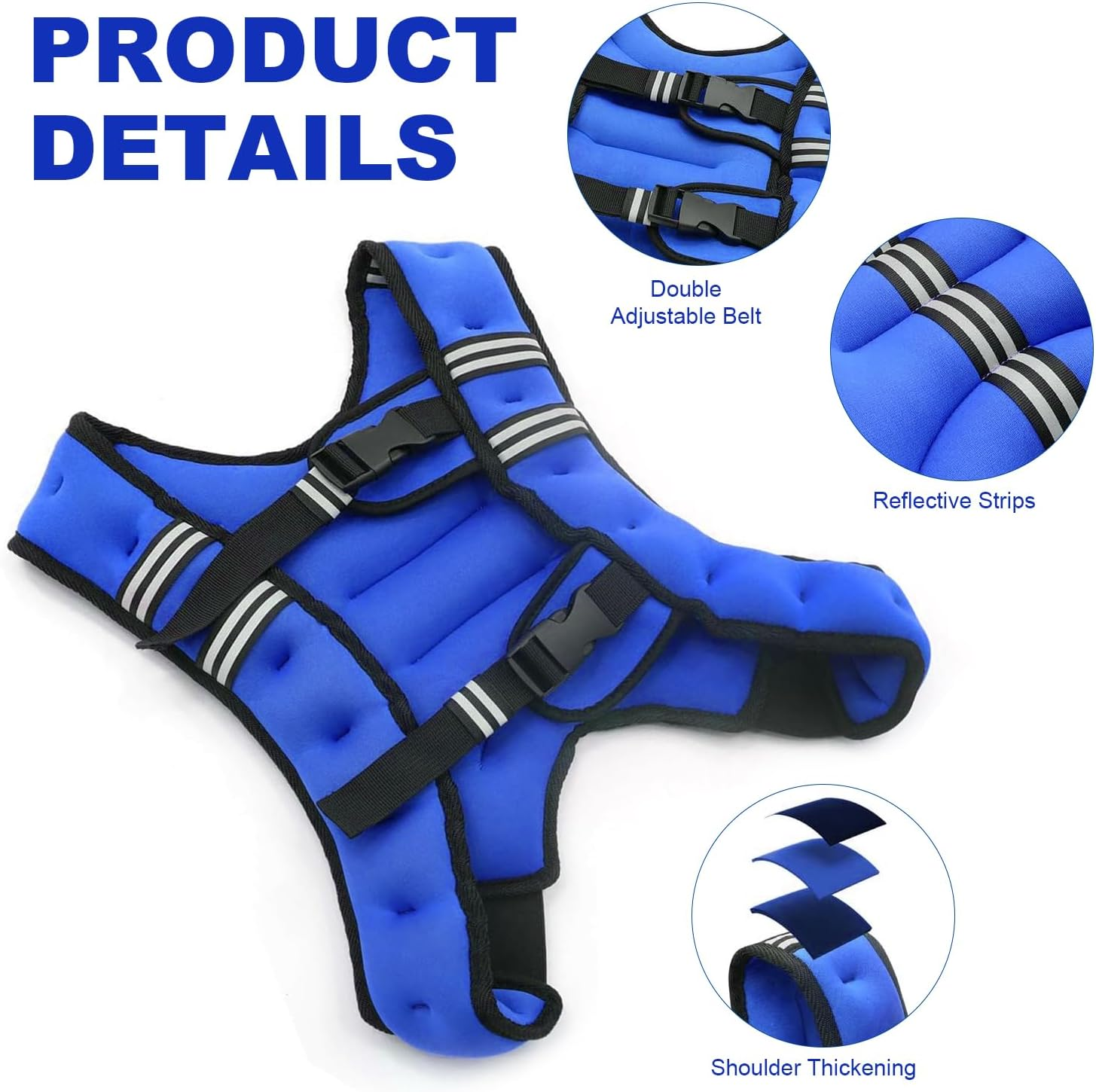 Weighted Vest for Women and Men ,3Kg 5Kg 8Kg 10Kg Weight Vest with Reflective Stripe and Double Adjustable Buckle Straps Weight Vests for Strength Training, Jogging, Cardio, Weight Loss,Running, Workout, Walking image number 4
