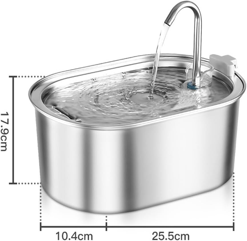 Stainless Steel Dog and Cat Water Fountain 3.2L/108Oz Super Quiet Pet Water Drinking Dispenser with Triple Filtration Automatic Animal Feeding Supplies Provides Flowing Water/1255 image number 2