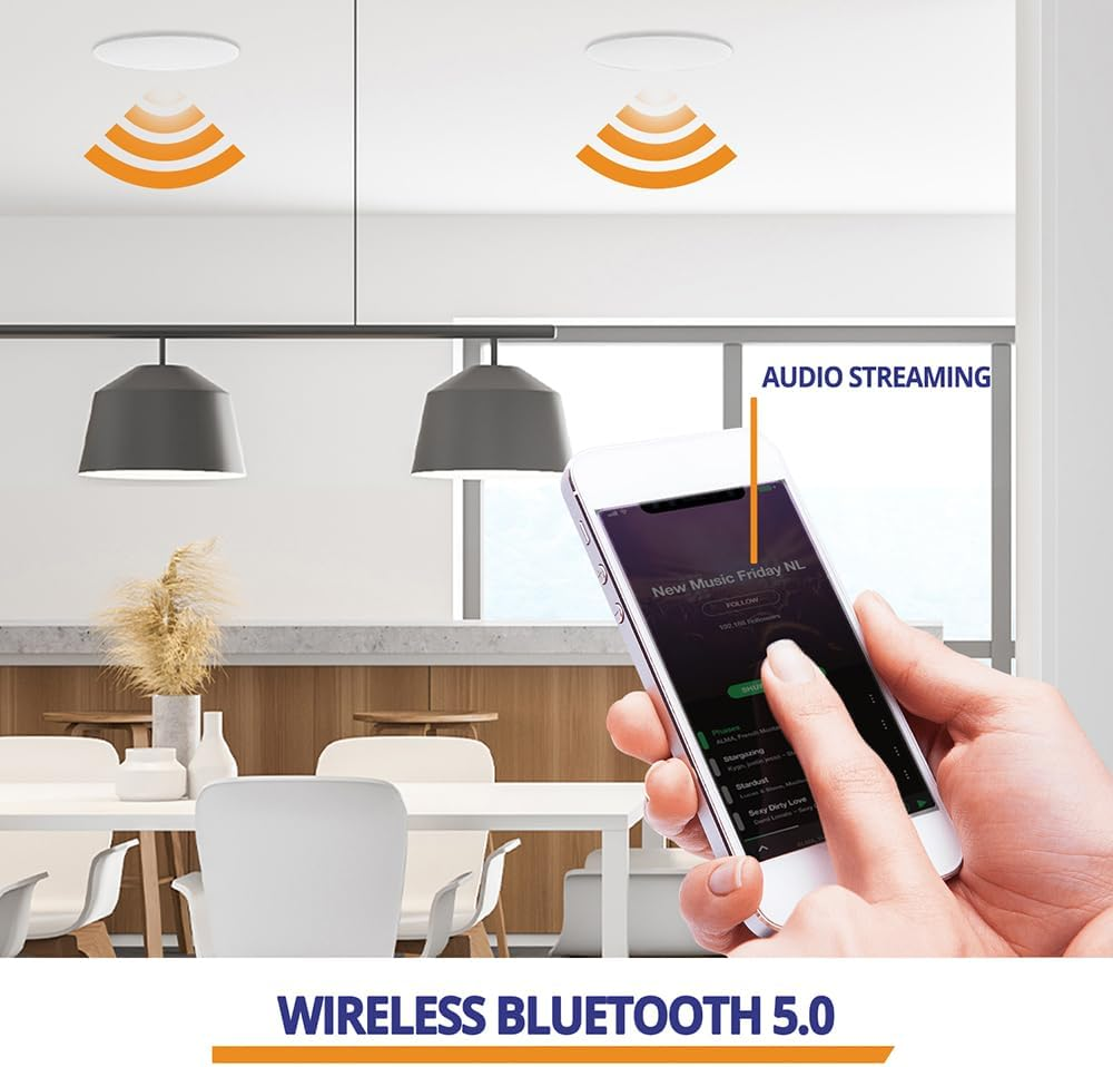 Power Dynamics PD NCBT6 Wireless Bluetooth Ceiling Speakers - 6.5 Inch Active Bluetooth Ceiling Speaker System with Built-In Amplifier - Ideal for Home Audio & Multi-Room Sound System image number 4