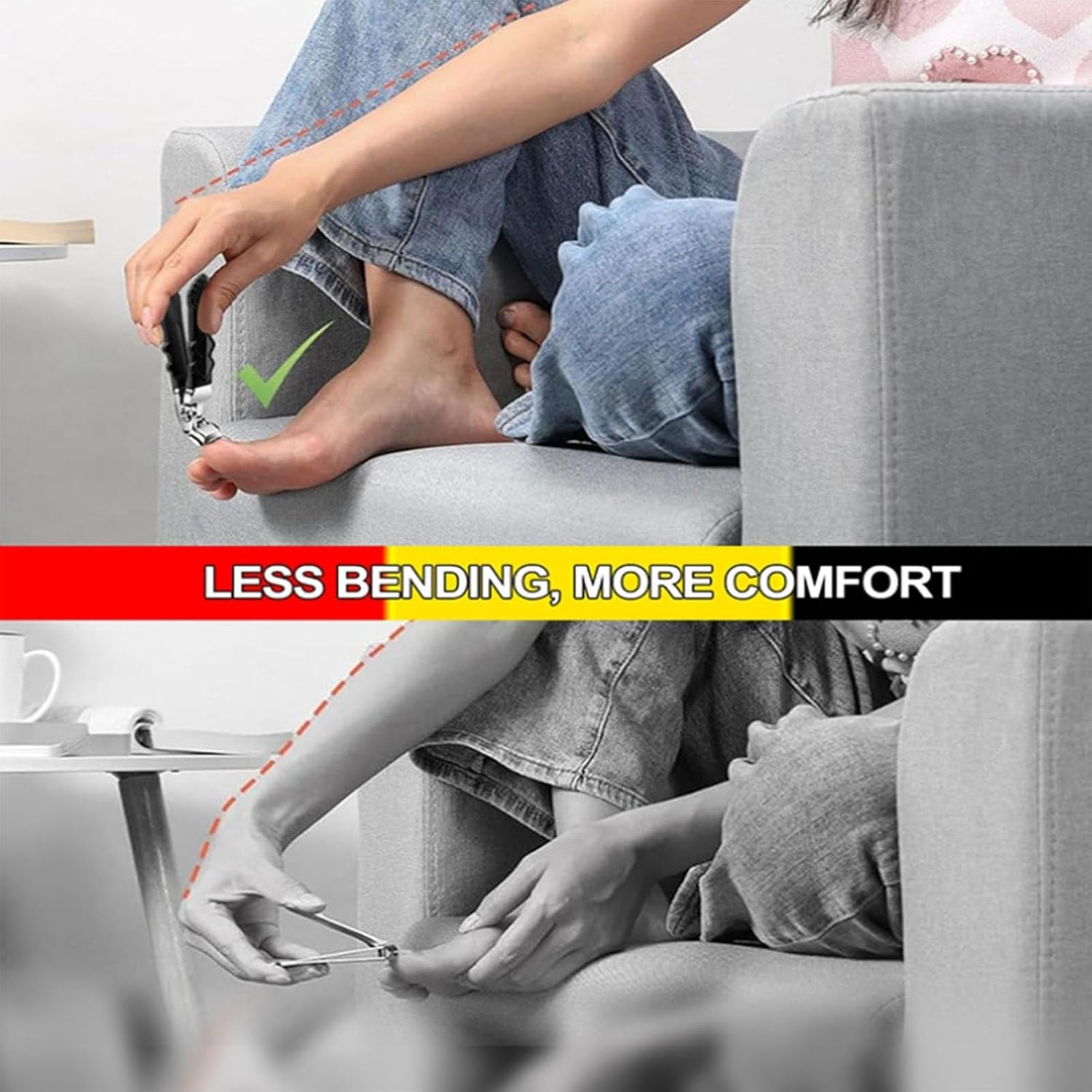 Angled Nail Clipper, Ergonomic Long Handle Nail Edge Trimmer Cutter Clipper, Cutting Clippers Professional Manicure Tool Cutter for Seniors Men Women image number 2